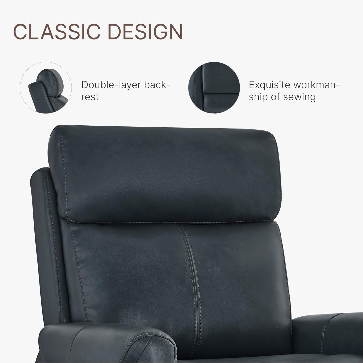 KISLOT Wall Hugger Recliner Chair for Adults, Faux Leather RV Recliner with USB Charging Ports Electric Power Reclining Sofa for Living Room Home Theater Seating Bedroom
