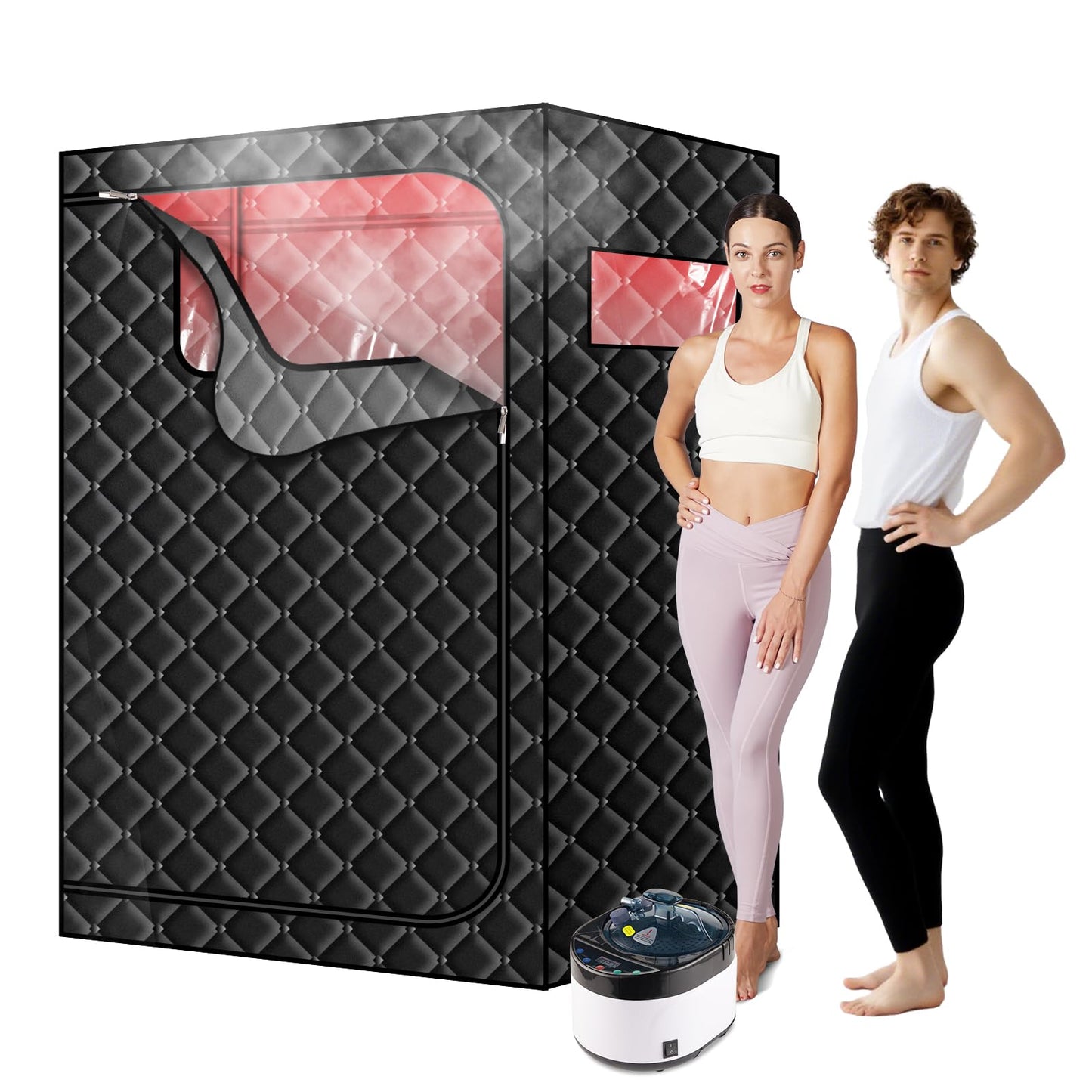 TaTalife 2 Person Steam Infrared Sauna Box, Portable Full Size Home Sauna Tent with 660nm Red Light Therapy, 4L 1600W Steamer, Remote Control