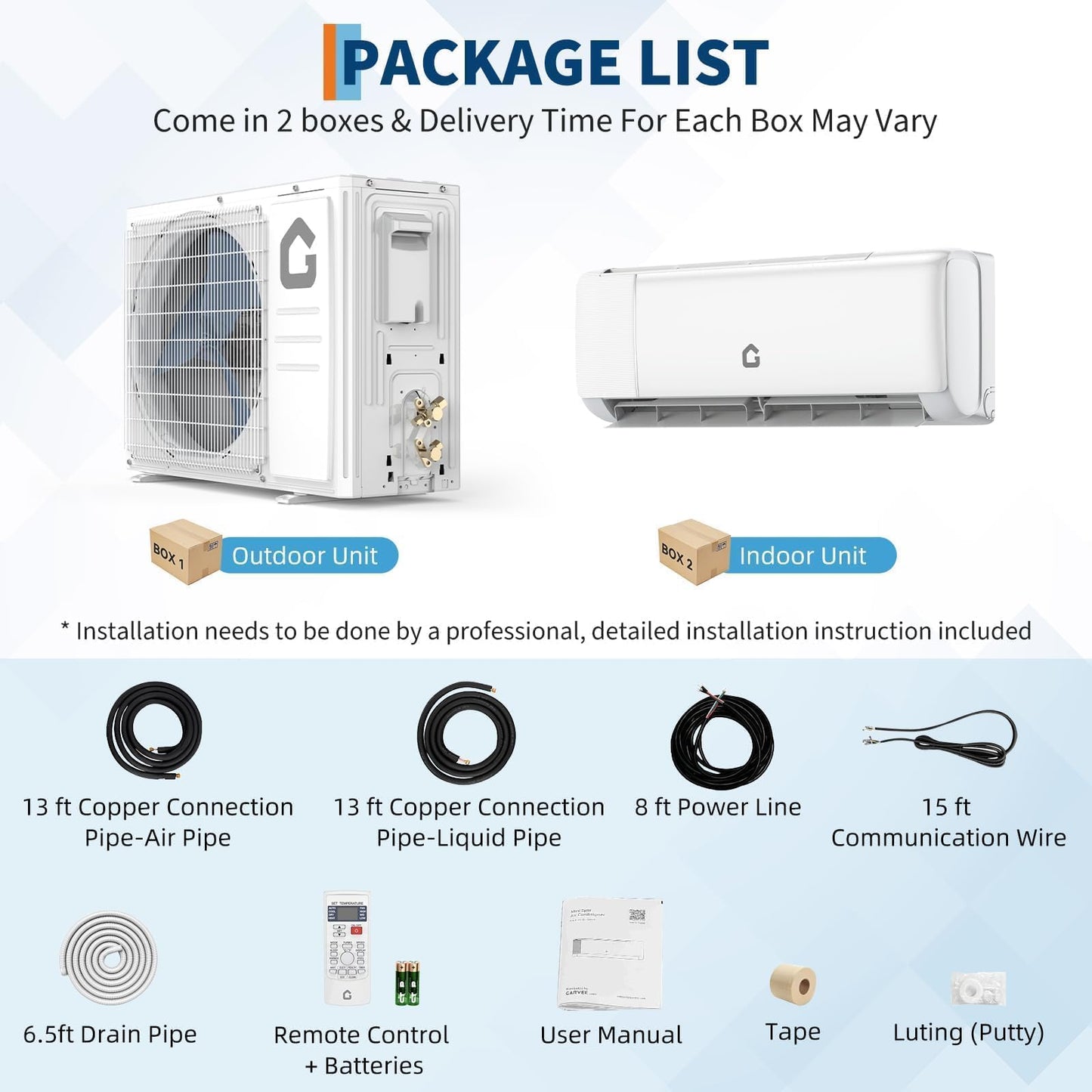 24,000 BTU Mini Split Air Conditioner and Heat Pump, Cools & Heats Up to 1,500 Sq.ft., 230V Inverter AC with WiFi, Alexa Control, DIY Installation Kit, Ultra-Quiet, Energy Efficient, 21 SEER2