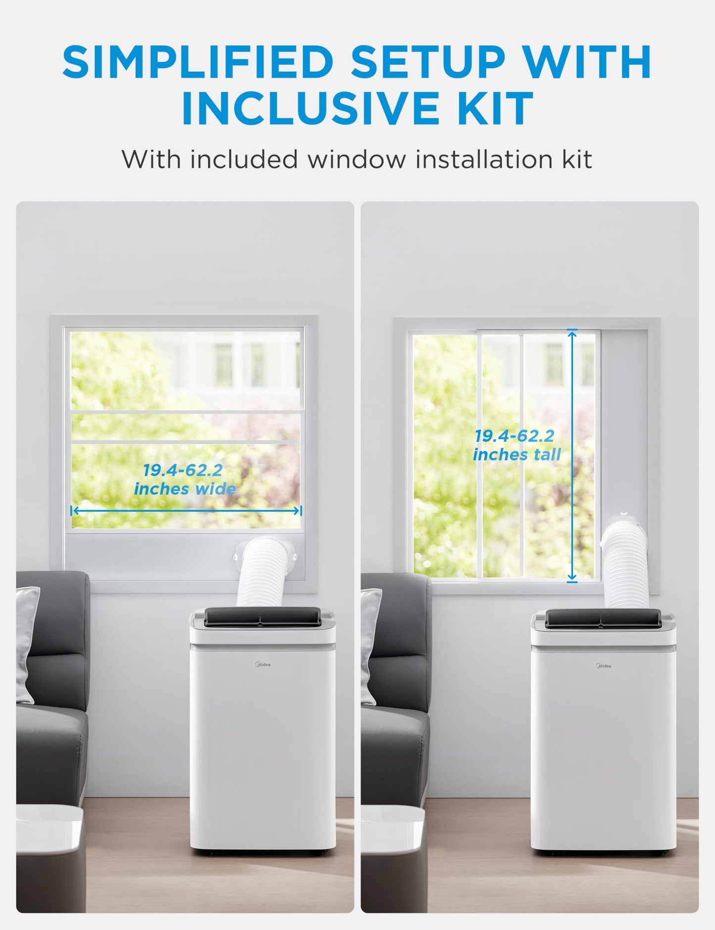 Midea 14,000 BTU ASHRAE (10,000 BTU SACC) Portable Air Conditioner, Cools up to 450 Sq.Ft., with Dehumidifier & Fan mode, Control with Remote, Amazon Alexa & Google Assistant, Easy-to-use and Install