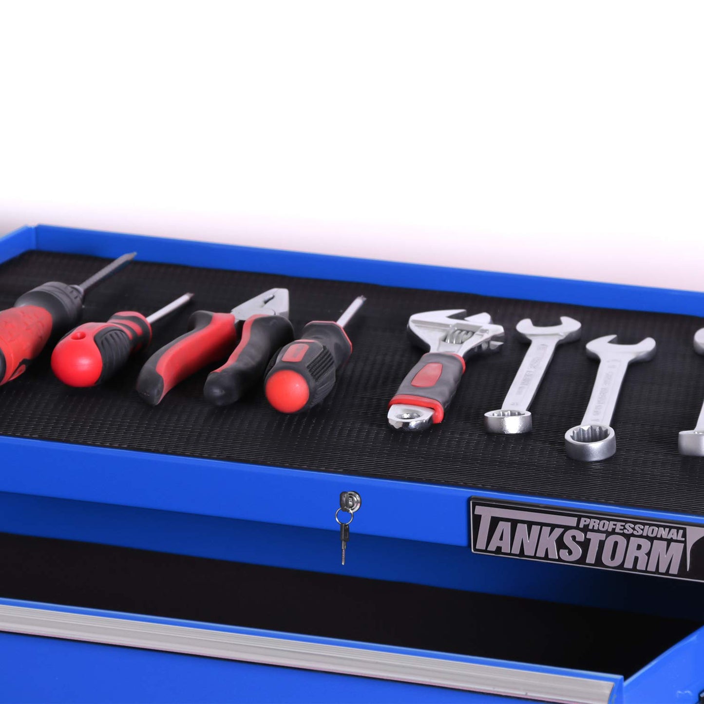 TANKSTORM 5-Drawer Rolling Tool Chest with Wheels, Heavy Duty Metal Tool Cabinet with Lock, Rolling Tool Box Organizer for Garage, Workshop, Repair Shop, Blue