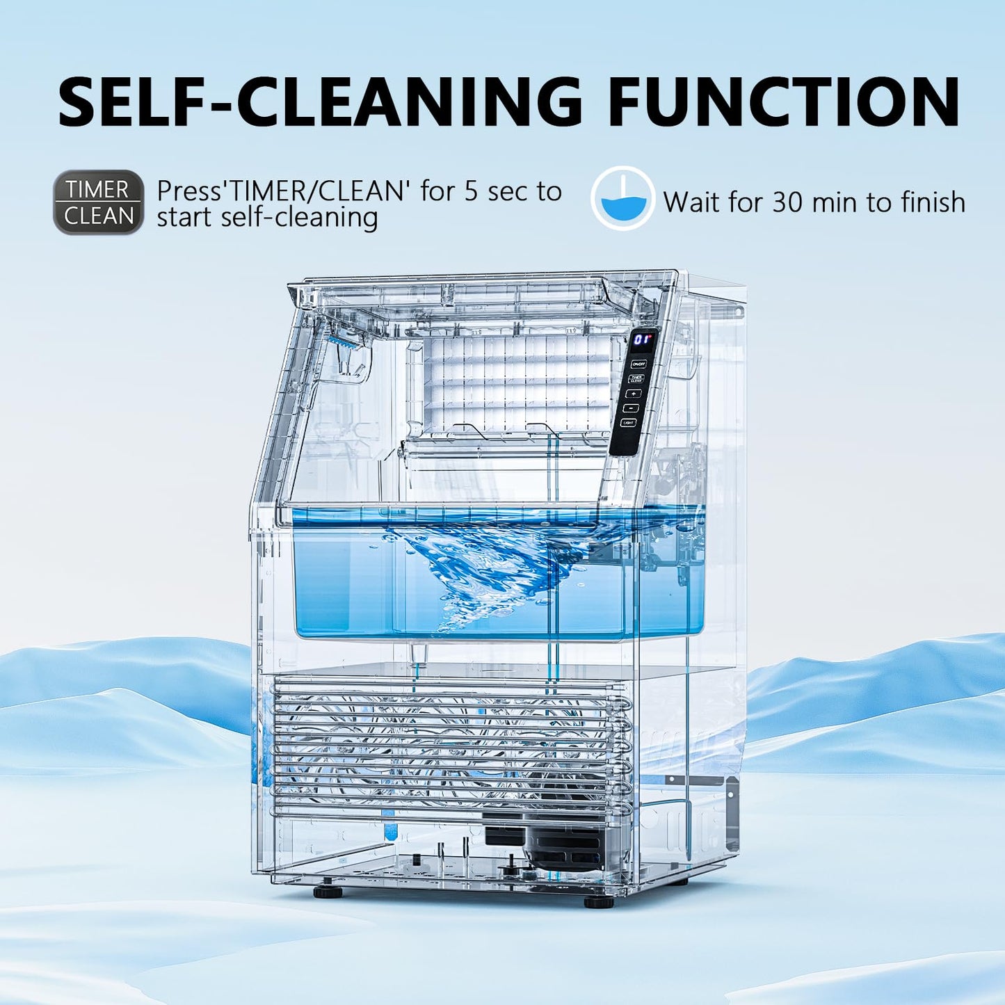 Commercial Ice Machine, 80 lbs/24H, 36 Cubes in 15 Mins, 28lbs Storage Capacity, Under Counter Ice Maker with 24 Hours Timer & LCD Panel, Freestanding Ice Machine for Bar, Cafe, Small Business
