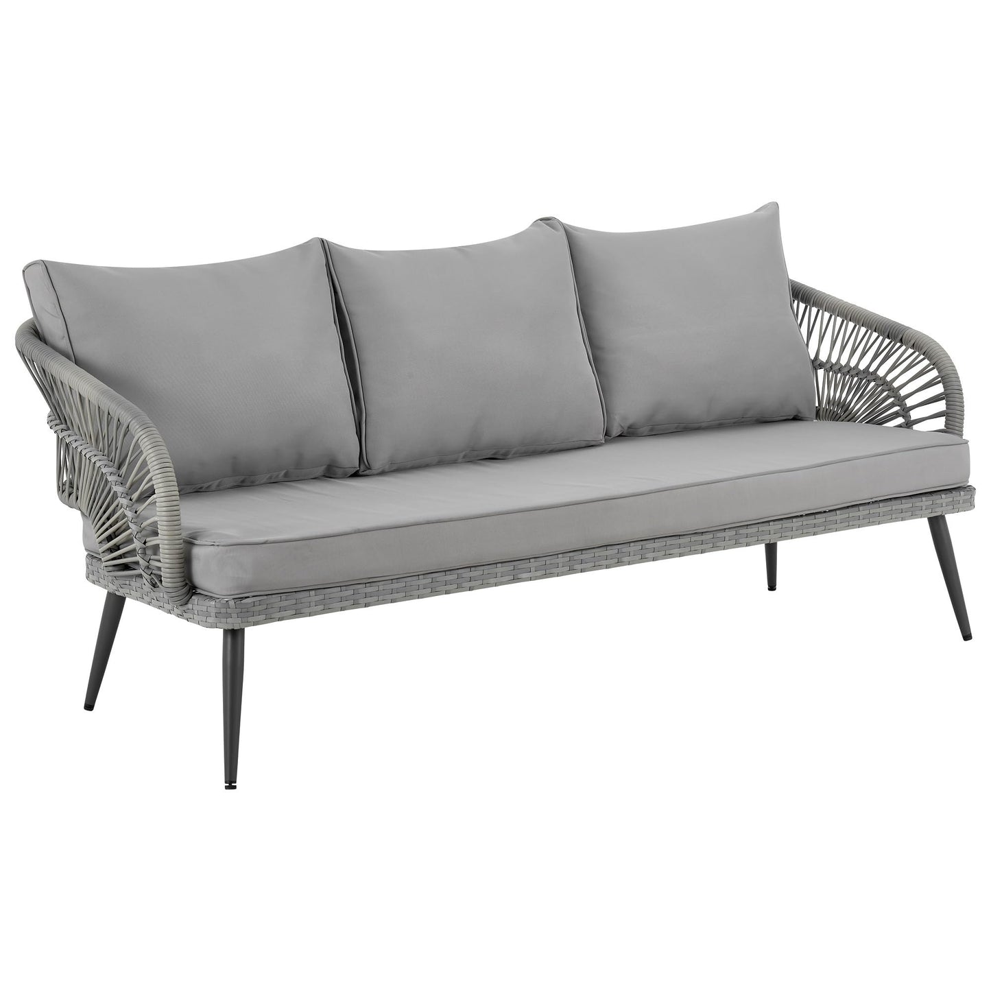 Manhattan Comfort Riviera 4-Piece 5 Seater Patio Conversation Set with Cushions, Grey