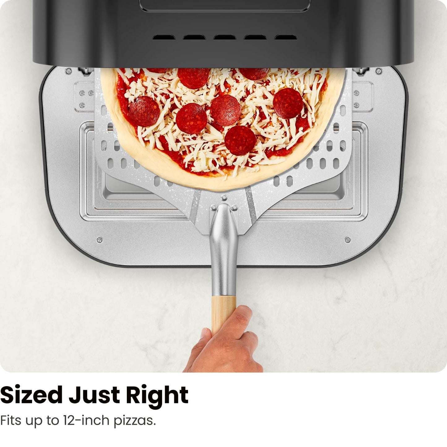 CHEFMAN Indoor Pizza Oven - Makes 12 Inch Pizzas in Minutes, Heats up to 800°F - Countertop Electric Maker with 5 Touchscreen Presets, Pizza Stone and Peel Included - Stainless Black