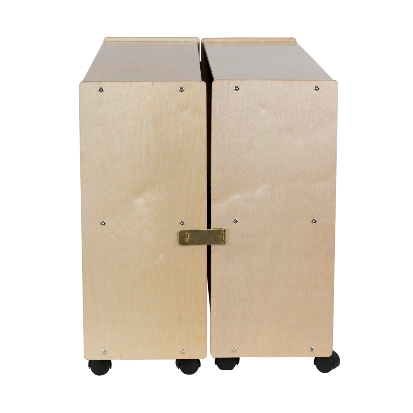 RRI Goods Folding Hinge Bookcase with Casters, 47-Inch Length Closed, 94-Inch Length Open, 2-Shelf Rolling Birch Plywood Storage Unit for Montessori, Daycare, Preschool, Home