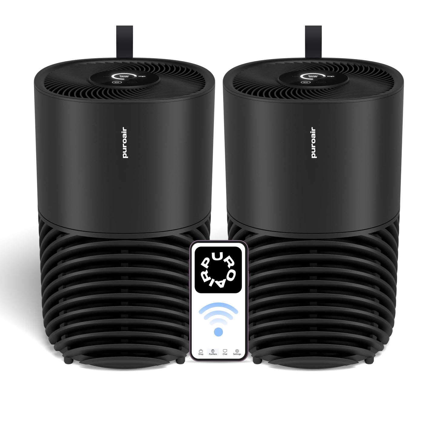 PuroAir 130i Smart Air Purifiers for Home Pets Allergies - HEPA + CarbonTech Filter up to 500X Stronger - Cleans Air Fast - Quiet Sleep Mode, Small Room Air Purifiers for Bedroom, Baby, Office (2PK)
