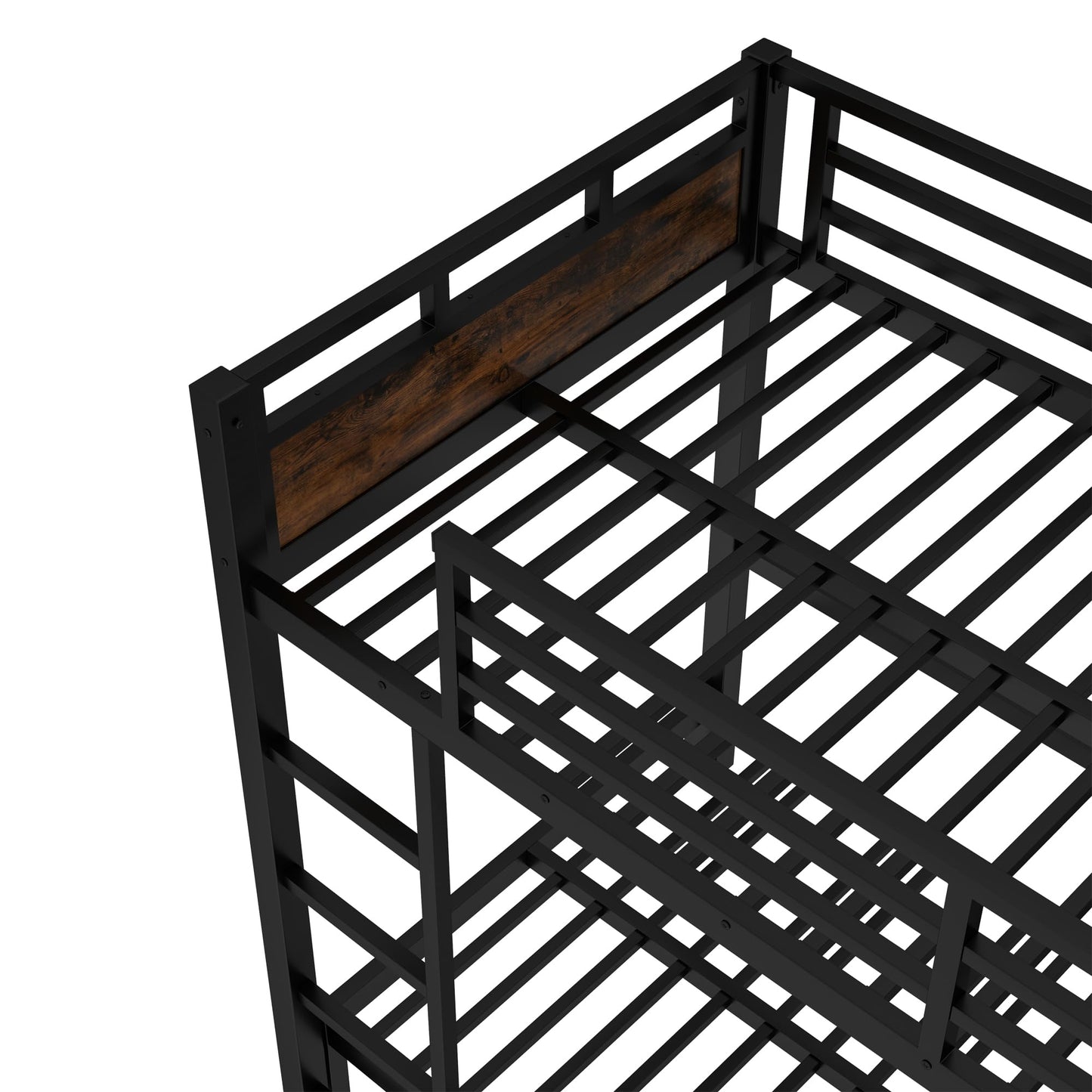 Twin XL Over Twin XL Metal Bunk Bed, Heavy Duty Convertible Bunk Bed Frame with Headboard & Full Guardrails, Can Be Split into Two Platform Beds or Loft Bed,Vintage
