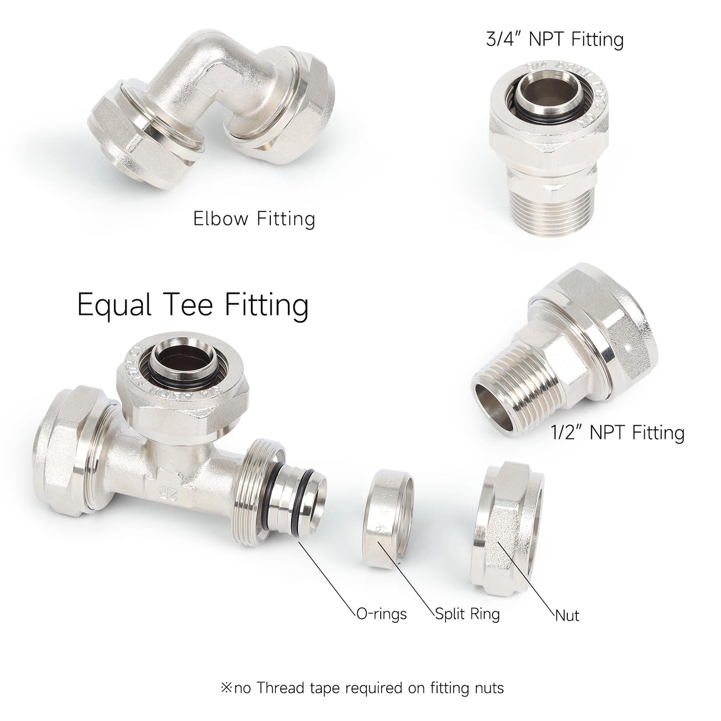FIDEURSUS Compressed Air Piping System with 3/4 Inch ID x 100 feet 3-Way Dual-Outlet Aluminum Manifolds for Garage Shop Air Line Kit, Air Compressor Line Kit |200 PSI | 9110
