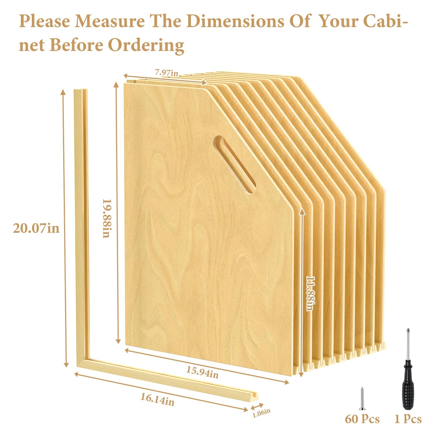 sandpaint 10 Pack Wood Tray Dividers for Cabinet, Cookie Sheet Organizer for Cabinets, No-Cut Kitchen Cabinet Dividers, Cookie Trays for Kitchen, Utility Rooms, Pantry Storage