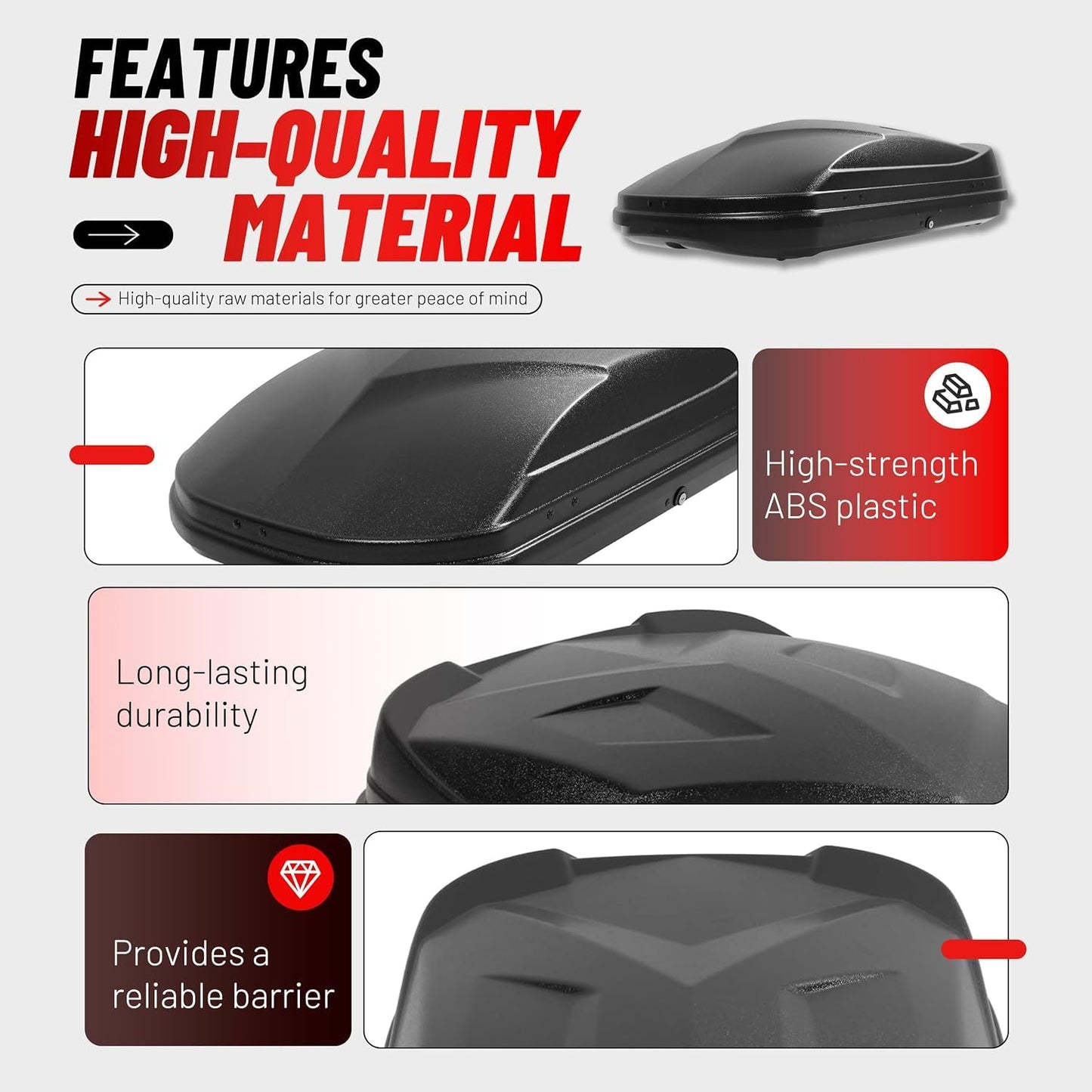 ALMULOO 15 Cubic Roof Cargo Box Lockable Dual-Side Opening Roof Top Carrier