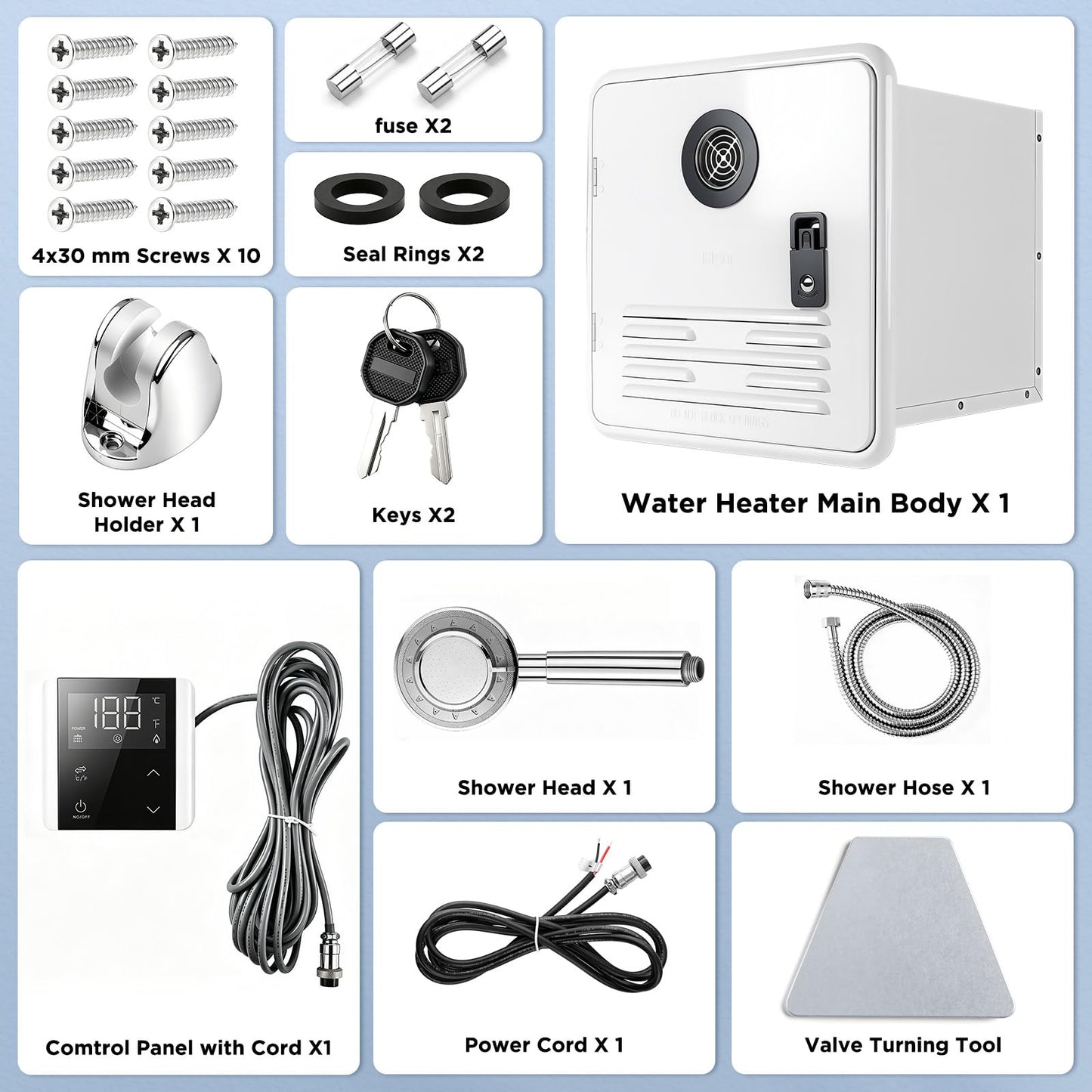 RV Tankless Water Heater, Silvbott 65000 BTU Propane Gas On Demand 12V RV Instant Hot Water Heater with Remote 15"x15" Door White High Altitude Compatible CSA Certified for All RV Camper Trailer