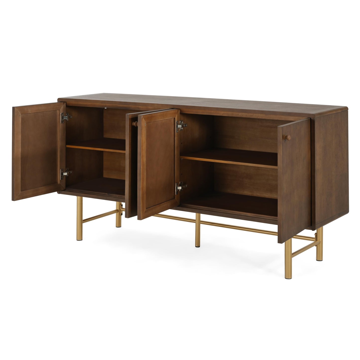 Christopher Knight Home Dodie Wooden Sideboard Cabinet, Large Sideboard Buffet Cabinet, Living Room Accent Storage Cabinet with Adjustable Shelves,Kitchen Cabinet Organizer for Coffee Bar,Walnut Brown