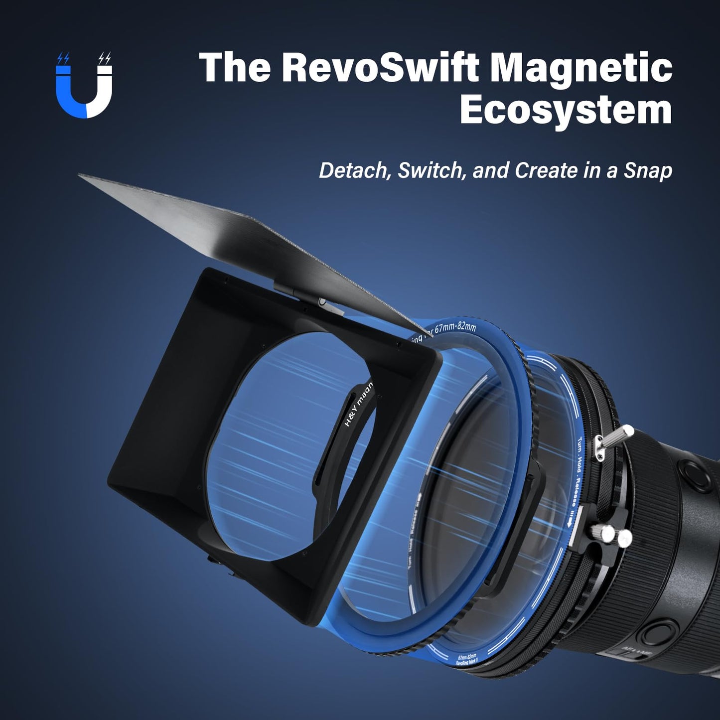H&Y Filmmaker's Kit Revoring Mark II 67-82mm VND (ND3-1000) Neutral Density Filter & CPL Circular Polarizer + VND Converter + RevoSwift Magnetic Bridge Ring + Magnetic Matte Box + RevoRing Cap
