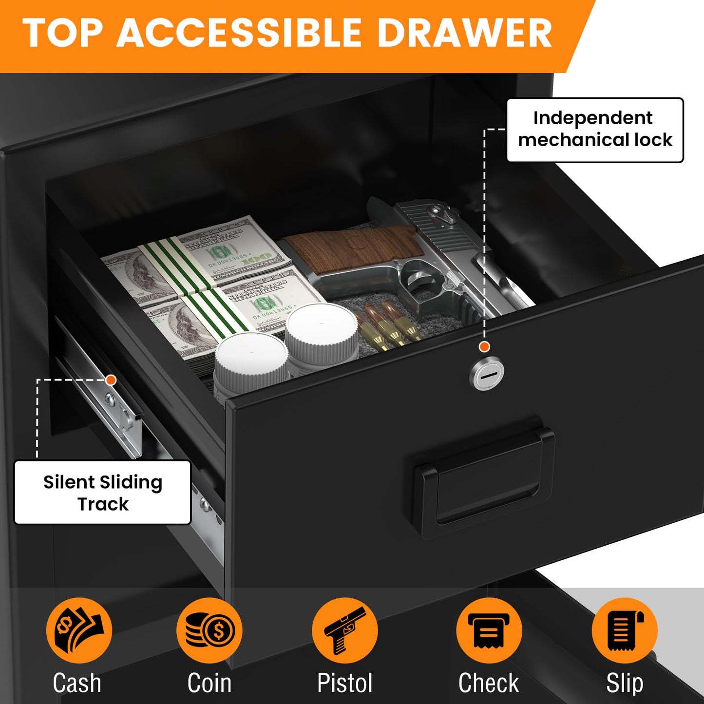 5.6 Cuft Large Drop Safe Box for Business, Anti-theft Money Safe with Quick Place Drop Slot, Digital Keypad, Spare Key, Heavy-duty Cash Depository Safes for Commercial Business Bars Retail Office Home