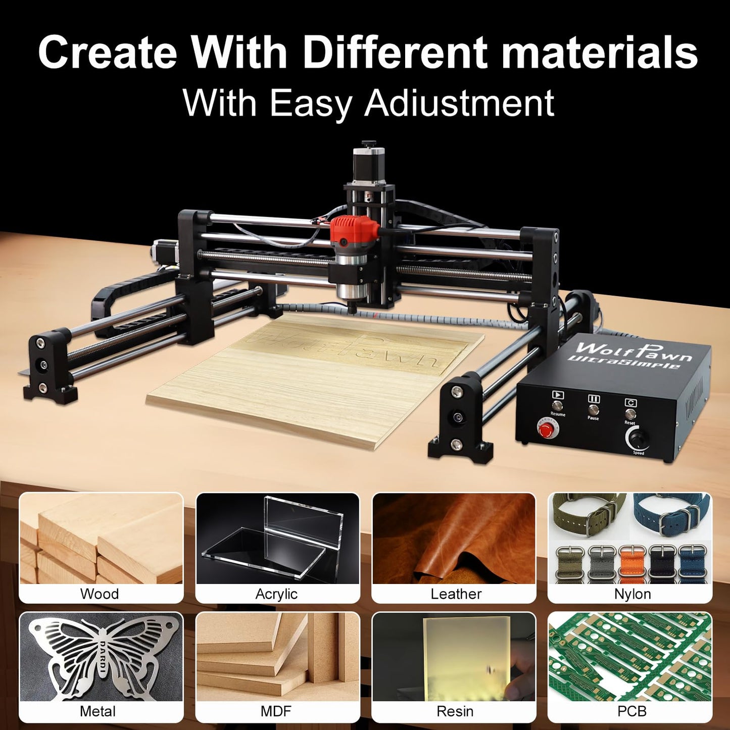 WolfPawn Upgraded CNC Router Machine,3-Axis Grbl Conrol Milling Machine for Wood Acrylic Aluminum,Engraving Milling Machine for Wood Aluminum Cutting to Linear Rails (Style - A, 39.4in)
