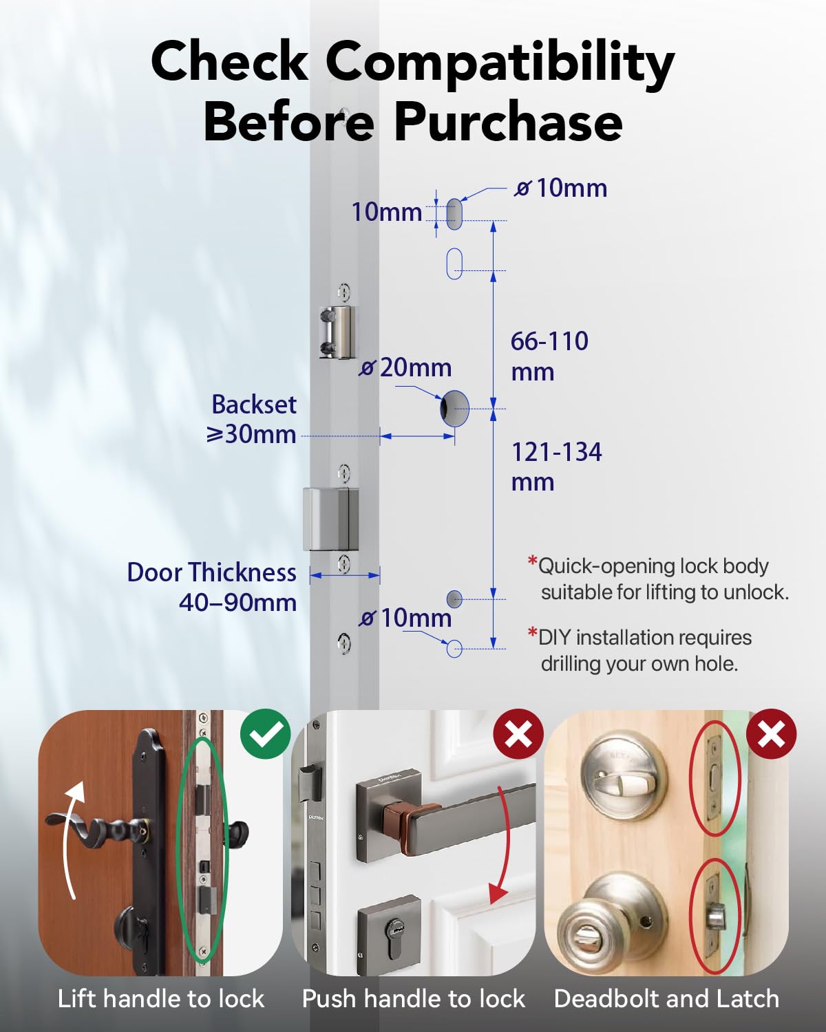 Smart Door Lock, Fingerprint Door Lock with Keypad & App Control, Keyless Entry Door Lock, Auto Lock, Anti-Peep Password, Easy Installation for Front Door Home