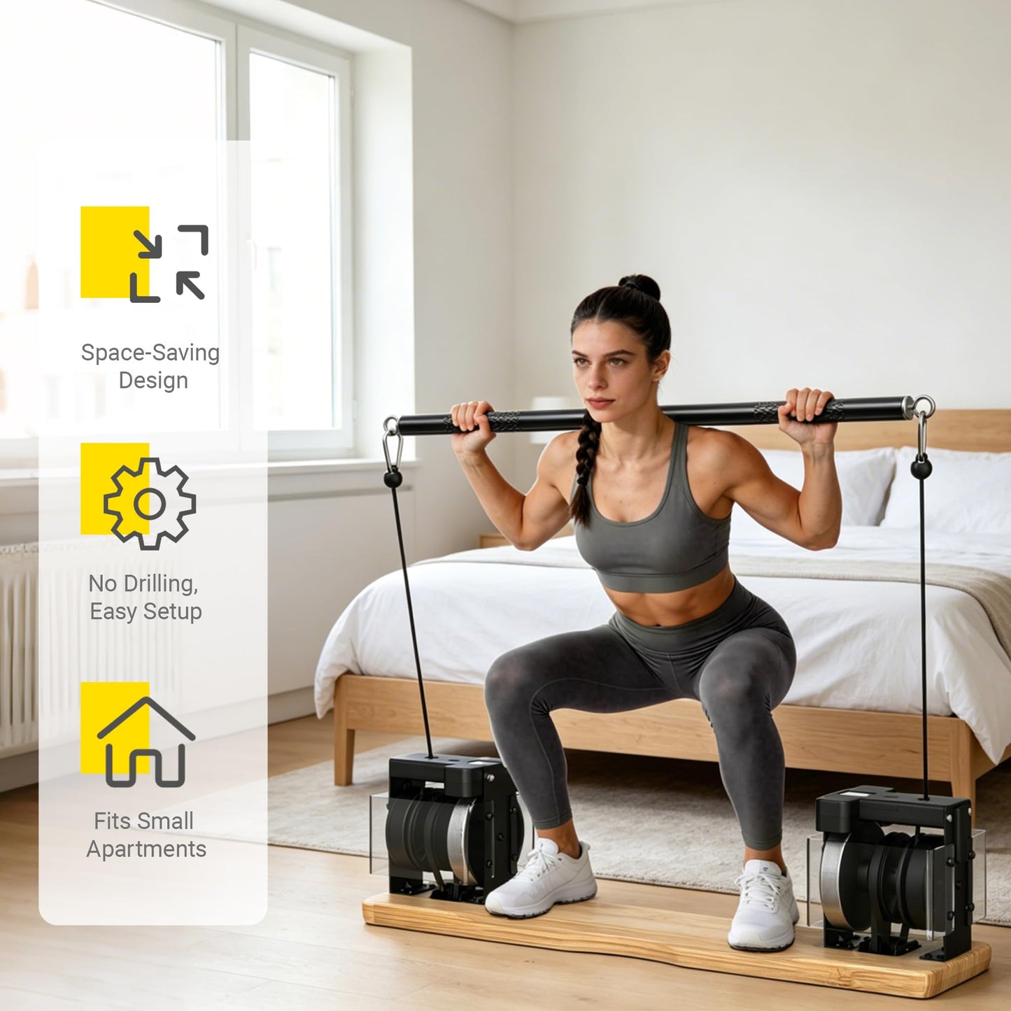 FovemiG Home Gym Equipment, - Compact Full Body Workout Equipment with Adjustable Resistance for Strength Training, Squats, Bench Press, Rows, Portable Multifunctional for Small Spaces & Apartments