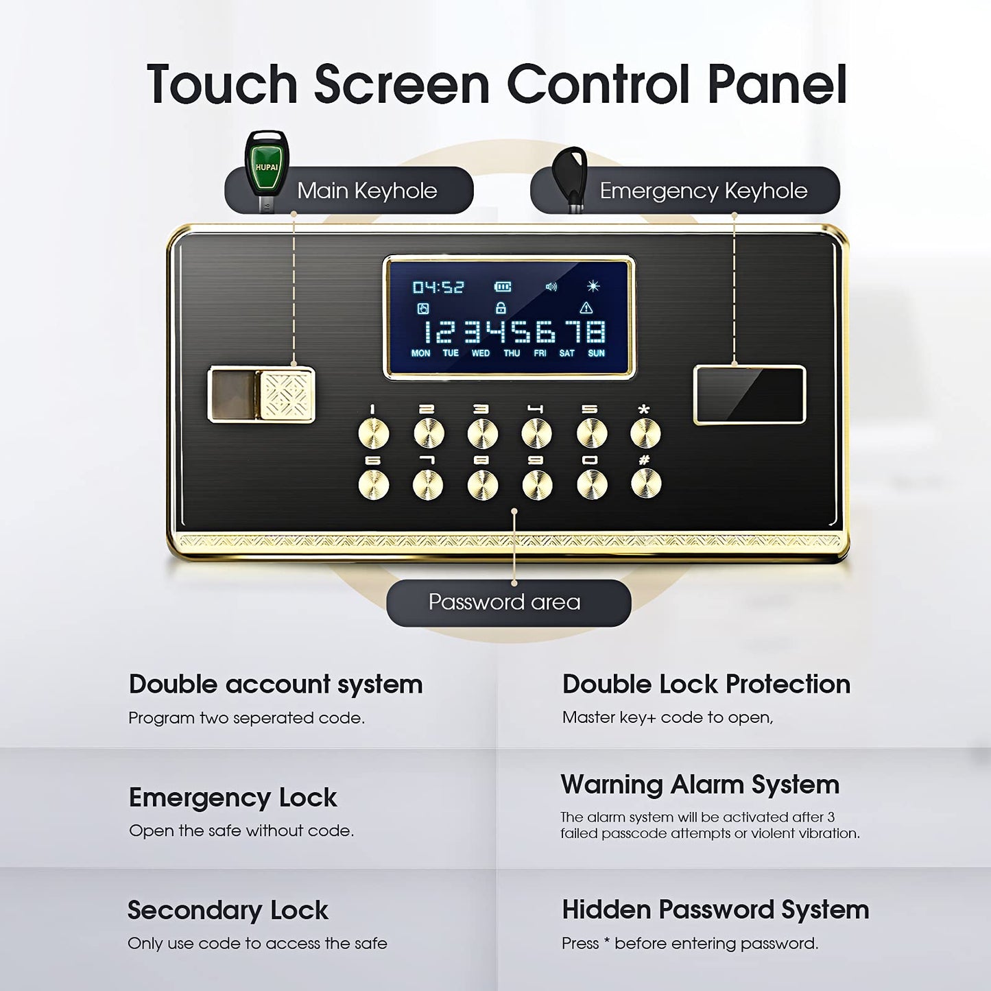 Safe Box, ADIMO 2.8 Cubic Ft Fireproof Safe Box, Weighted Cabinet Safe with Removable Shelf, Sensitive Alarm, Dual Key System with LCD Digital Screen, Safe for Jewelry, Cash, Documents and Gold