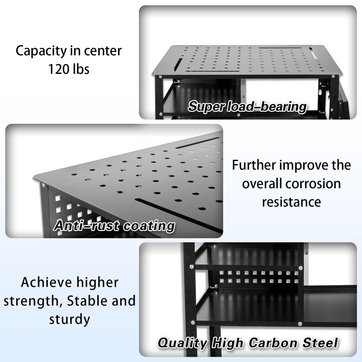 Portable Welding Table with Foldable Side Panels, Mobile Workbench Cart with Wheels for Factory, Garage & Welding Applications，Black,34'L × 24'W × 33.5'H
