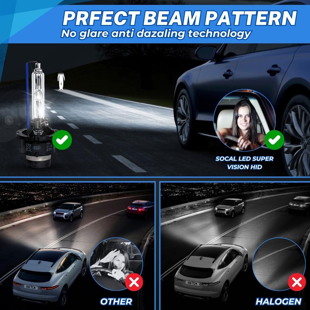 SOCAL-LED LIGHTING D4S Xenon HID Headlight Bulbs - 8000K Ice Blue - HBLB-D4S8K - Pack of 2