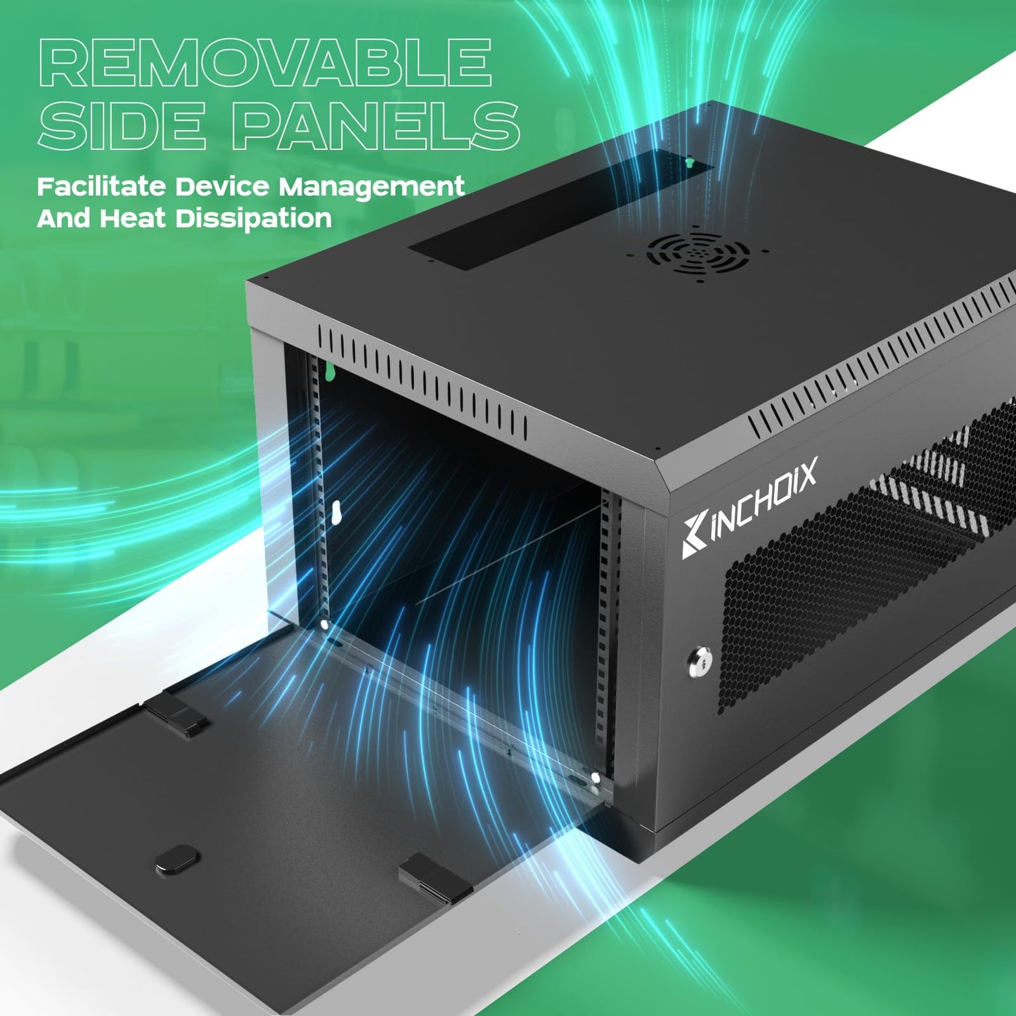15U Server Cabinet Network Rack Enclosure Cabinet Enclosure for Computer Data Networking Electronic Equipment, Removable Side Panels, Lockable Door, 30in Depth for 19” IT Equipment, A/V Devices