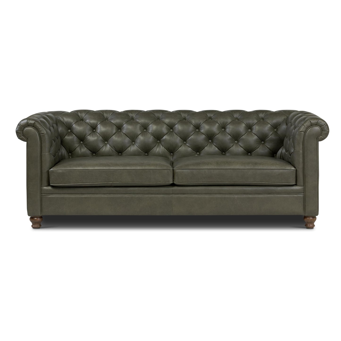 Poly & BARK Lyon Leather Couch - 87.4 Inch Sofa - Full-Grain Leather Sofa for Living Room with Feather-Down Topper - Living Room Couch - Vintage Italian Leather in Olivine Green