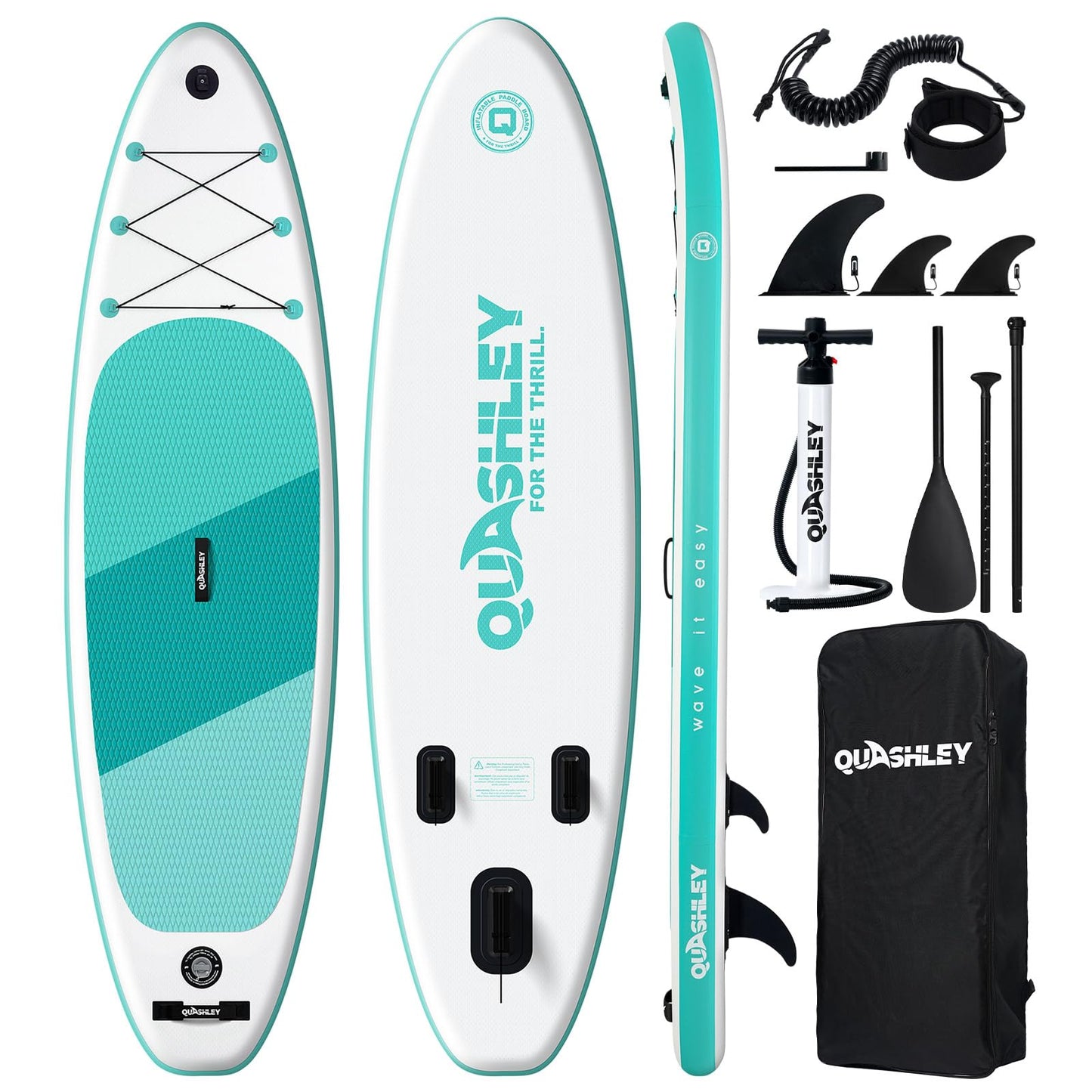 Quashley All-Around Inflatable Paddle Board 10'6" SUP for Adults & Kids,Family Stable Paddleboard,Beginner Friendly Full Kit with Backpack/Hand Pump/Leash Blue