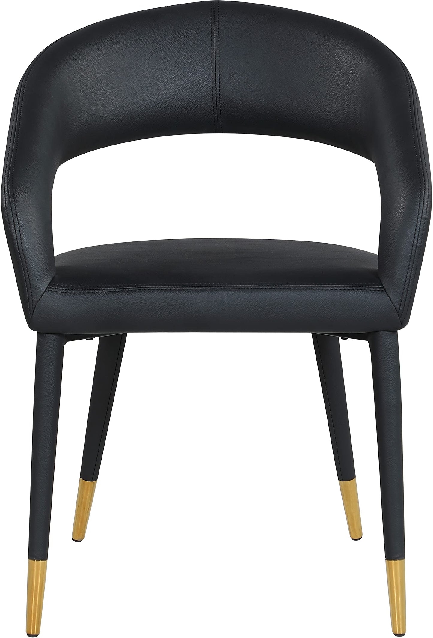 Meridian Furniture 538Black-C Destiny Collection Modern | Contemporary Vegan Leather Upholstered Rounded Back Dining Chair, Black, 23" W x 23" D x 31.5" H