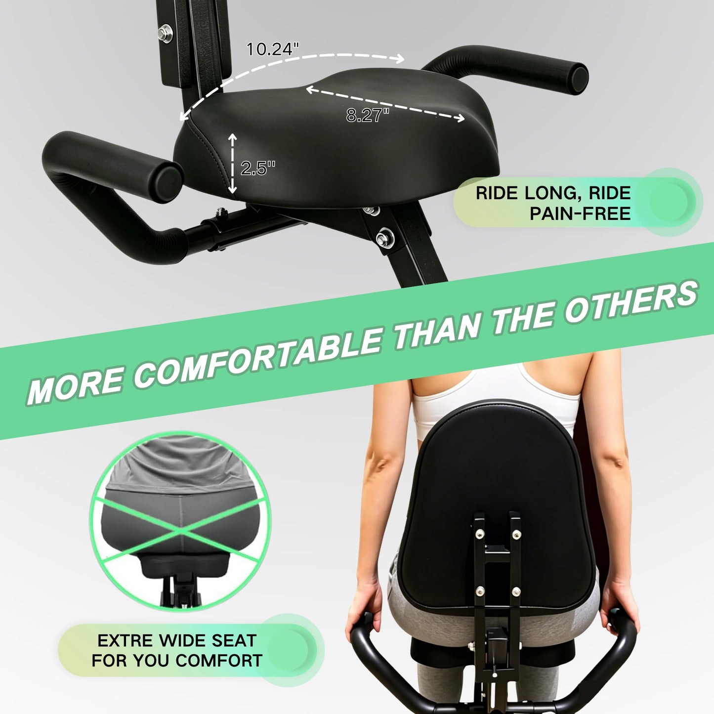 BARWING Stationary Exercise Bike for Home Workout, 5 IN 1 Foldable Indoor Cycling Bike for Seniors, 350LB Capacity, 16-Level Magnetic Resistance, Seat Backrest Adjustments