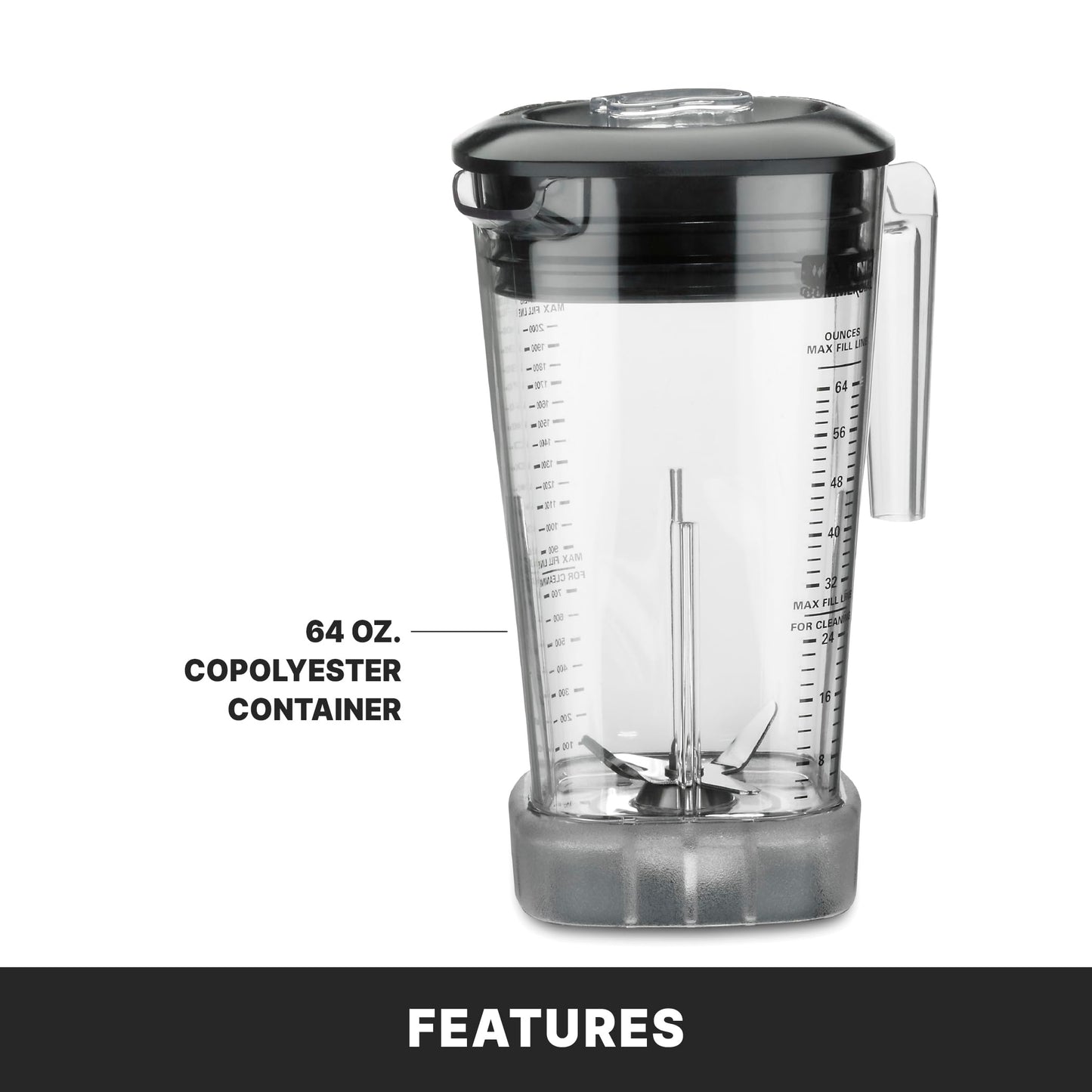 Waring Commercial MX1000XTX 3.5 HP Blender with Paddle Switches, Pulse Feature and a 64 oz. BPA Free Copolyester Container, 120V, 5-15 Phase Plug, Black