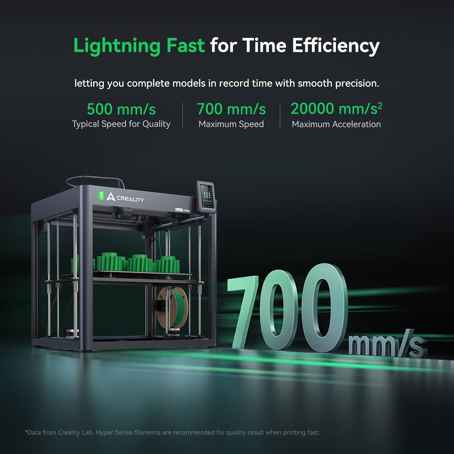 Creality Ender 5 Max 3D Printer 400×400×400mm Large Build Volume, 700mm/s Fast Printing Speed, 64-Point Auto Leveling, All-Metal Frame & Dual Gear Extruder, Multi-Printer Control Over WLAN