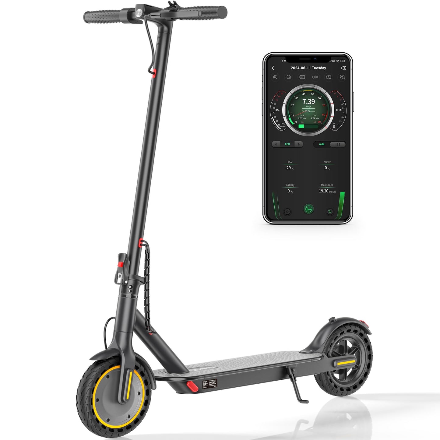 Qlaway 8.5" E Scooter for Adults Aluminum Alloy Frame 20 MPH 350W Motor 281WH Battery, Motorized Scooter Up to 20 Miles Range, Foldable Bearing 265 LBS/APP Control