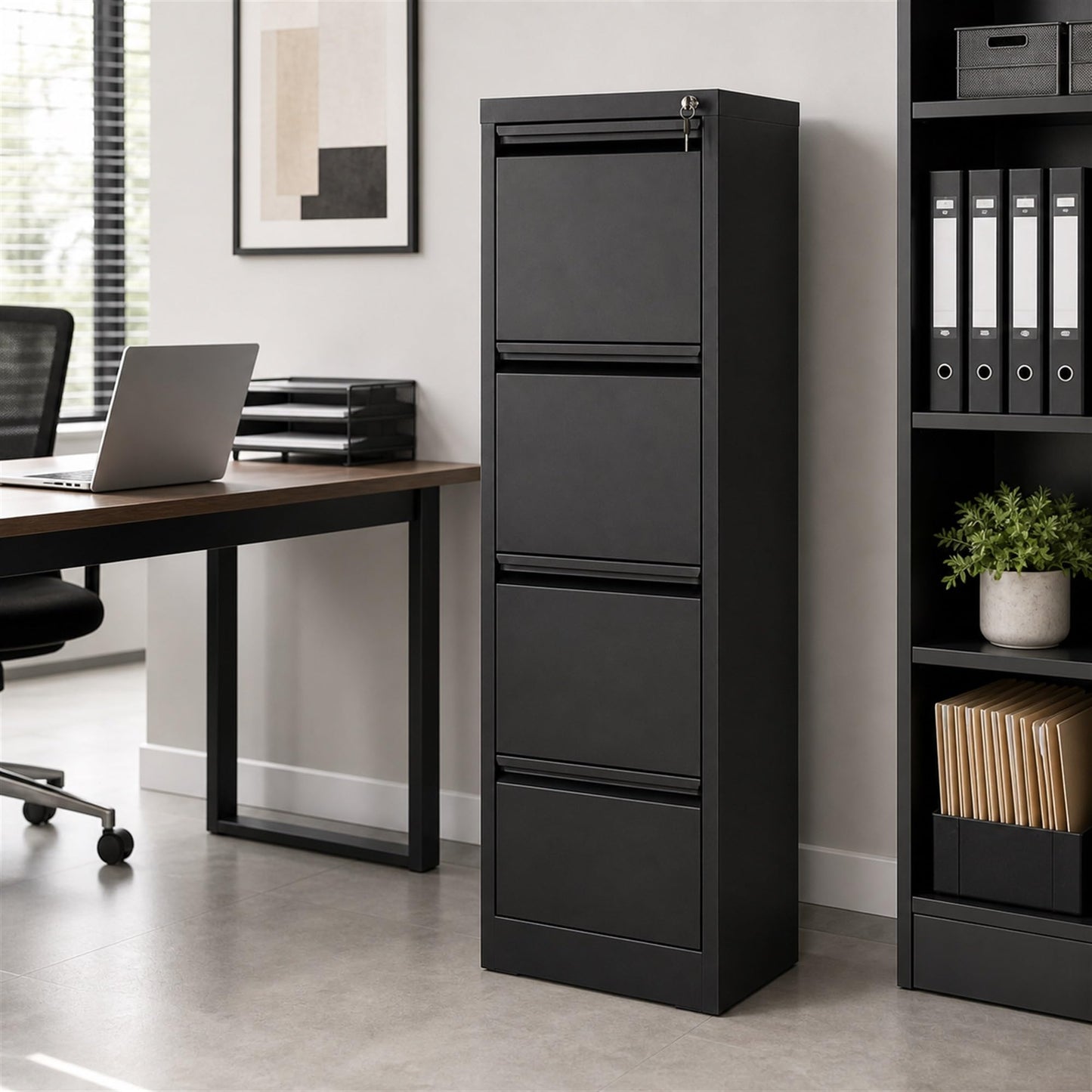 Garvee 4-Drawer File Cabinet with Lock, Metal Storage Cabinet for Home Office, Adjustable Hanging Folders, Letter Legal A4 Documents, Secure, Mobile, Easy Assembly