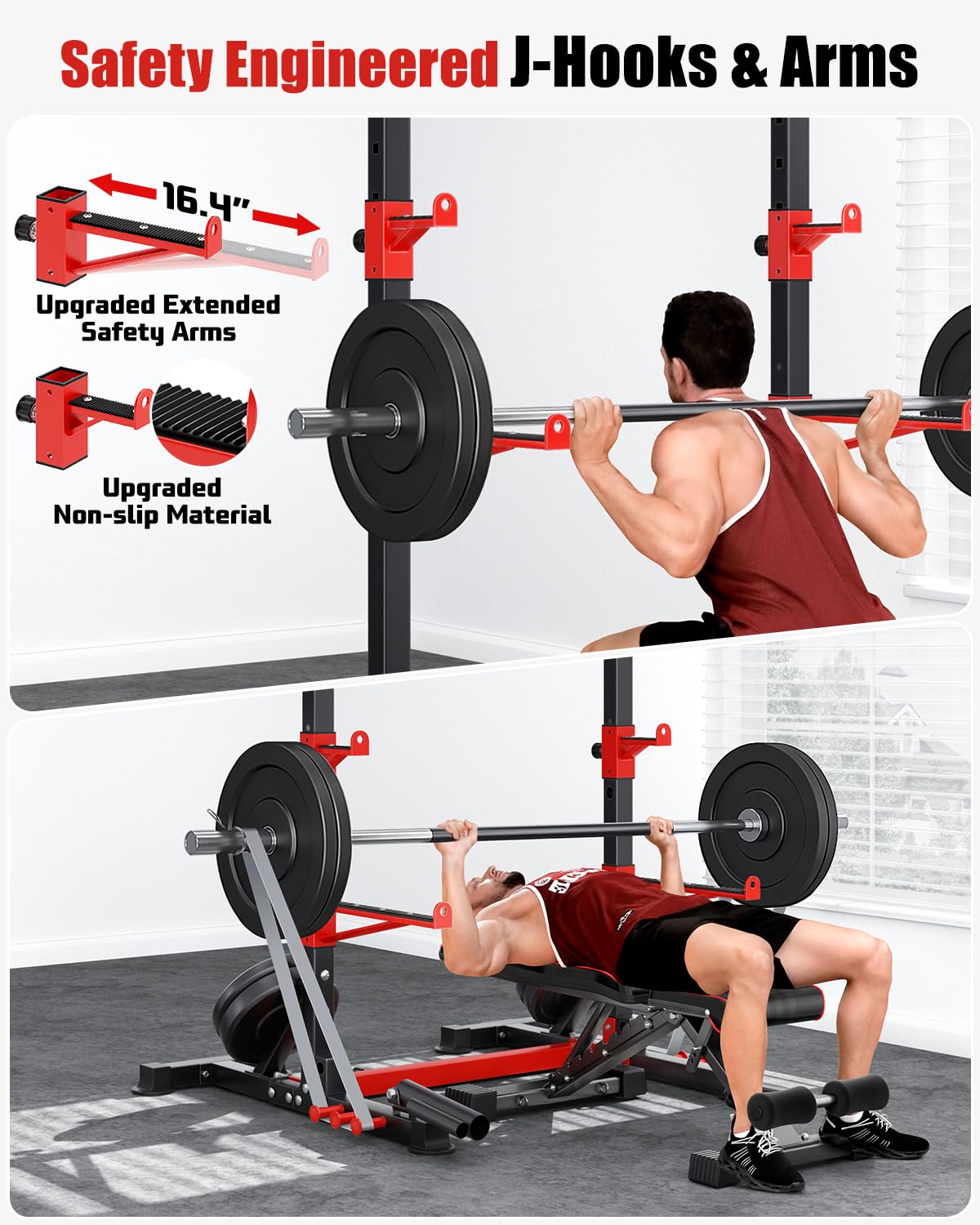 YOLEO Smith Machine & Squat Rack Combo, Multi-Functional Power Racks with Adjustable Width & Pull-Up Bar, Cable Crossover Power Cage, Independent Dual-Pulley System for Home Gym Garage Basement