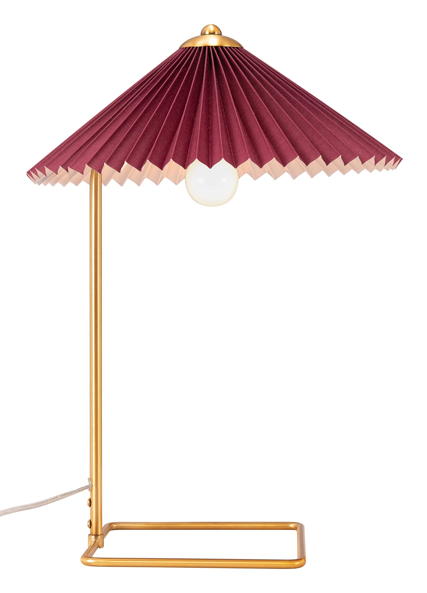 Zuo Charo Table Lamp, Modern Style, Steel, 13.8inW x 19.1inH, Red & Gold, Model 56137
