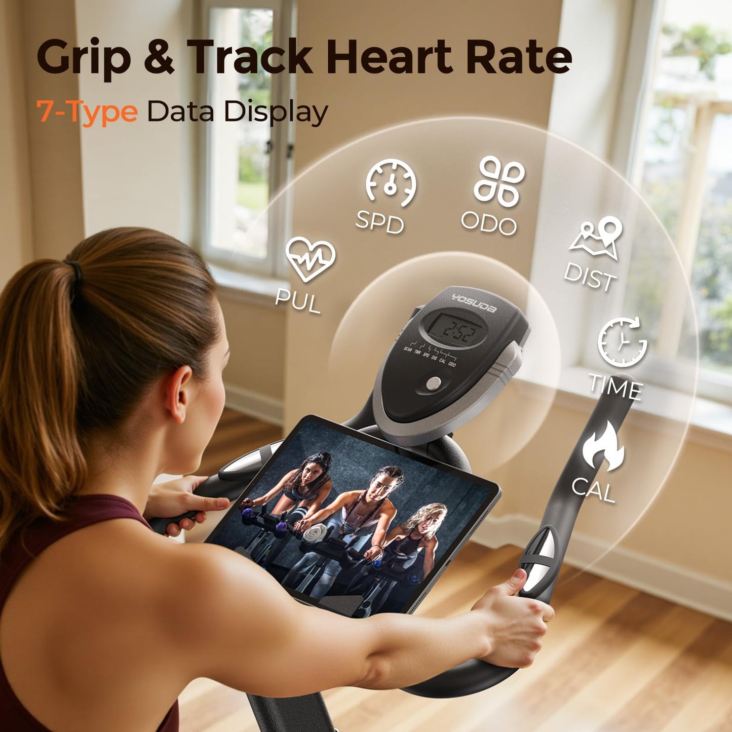 YOSUDA Exercise Bike, Brake Pad Stationary Bike for Home with Exclusive App, Magnetic Indoor Cycling Bike with 300 lb Weight Capacity, Low Noise, Tablet Holder and Fitness Courses for Weight Loss - Magnetic-Black