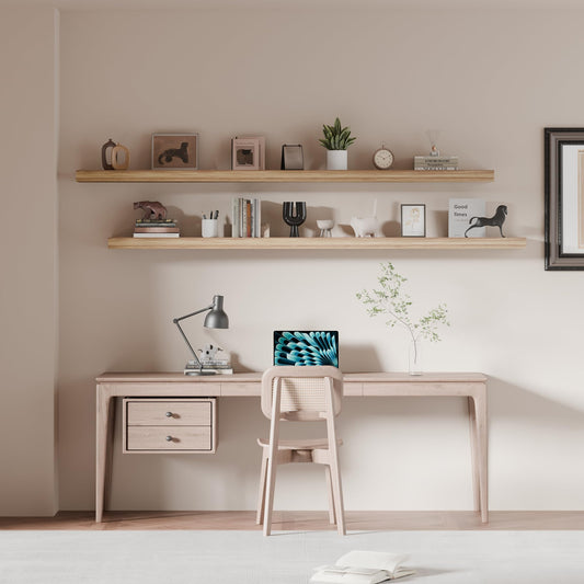 ONOTETUT 72 inch Long Floating Shelves for Wall,Solid Wood Long Wall Shelves Set of 2,Brwon Wooden Wall Mounted Shelf,Wall Bookshelf Bathroom Shelves