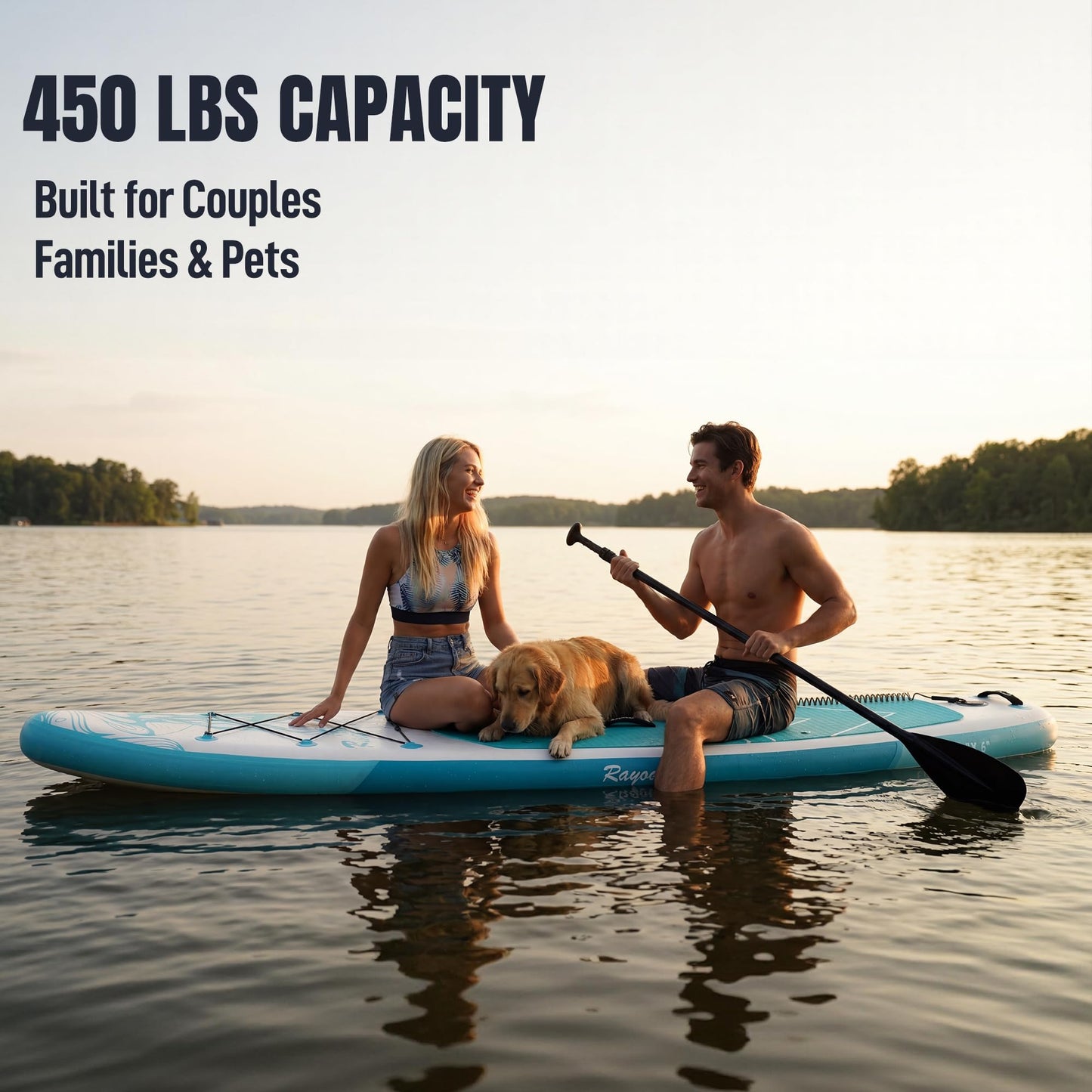 Inflatable Stand Up Paddle Board 11'×34" Extra Wide SUP, Ultra-Stable for Adults & Dog, 450lbs, Dual Chamber Pump, Fiberglass Paddle, Military Grade Dual Layer, Jellyfish Flow Design