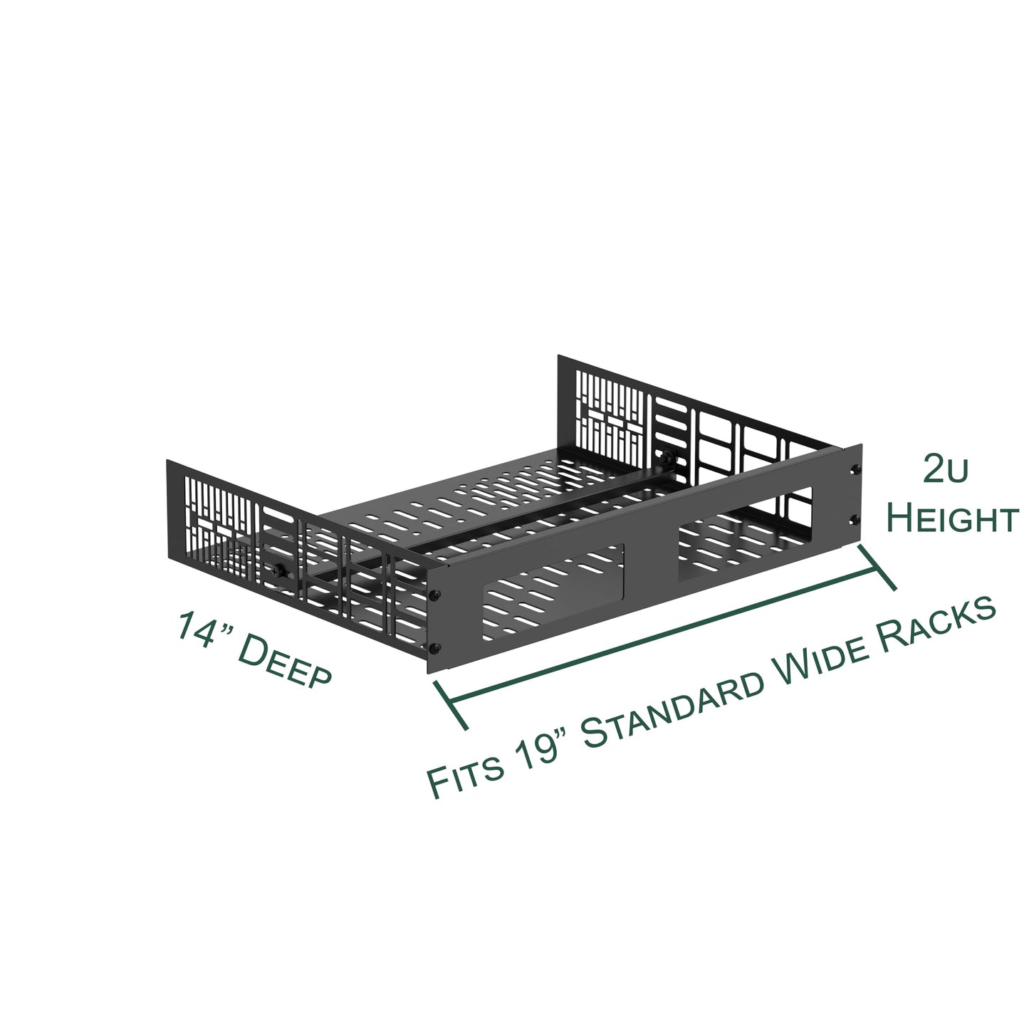 ynVISION.DESIGN 2U Rack Mount Shelf for WiiM Amp & WiiM Amp Pro (4 Pack) | 14" Deep | Fits 19" Standard AV, Audio & Server Racks | Holds 2 Amps | Vented with Cable Management & Back Bar