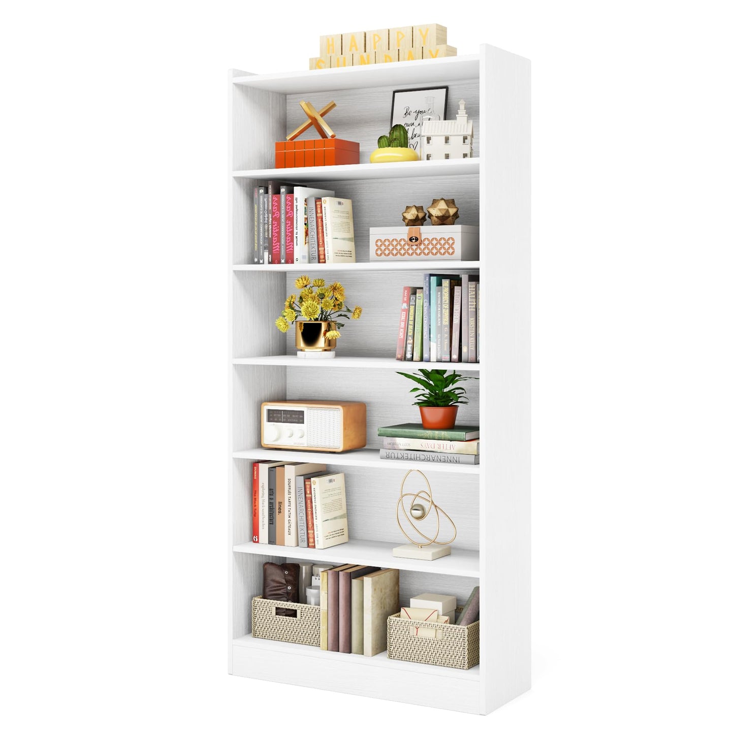 Tribesigns 78-inch Tall Bookcase, Modern 7-Tier White Library Bookshelf with Storage Shelves, Large Open Bookcases Display Shelving Unit for Bedroom Living Room Office