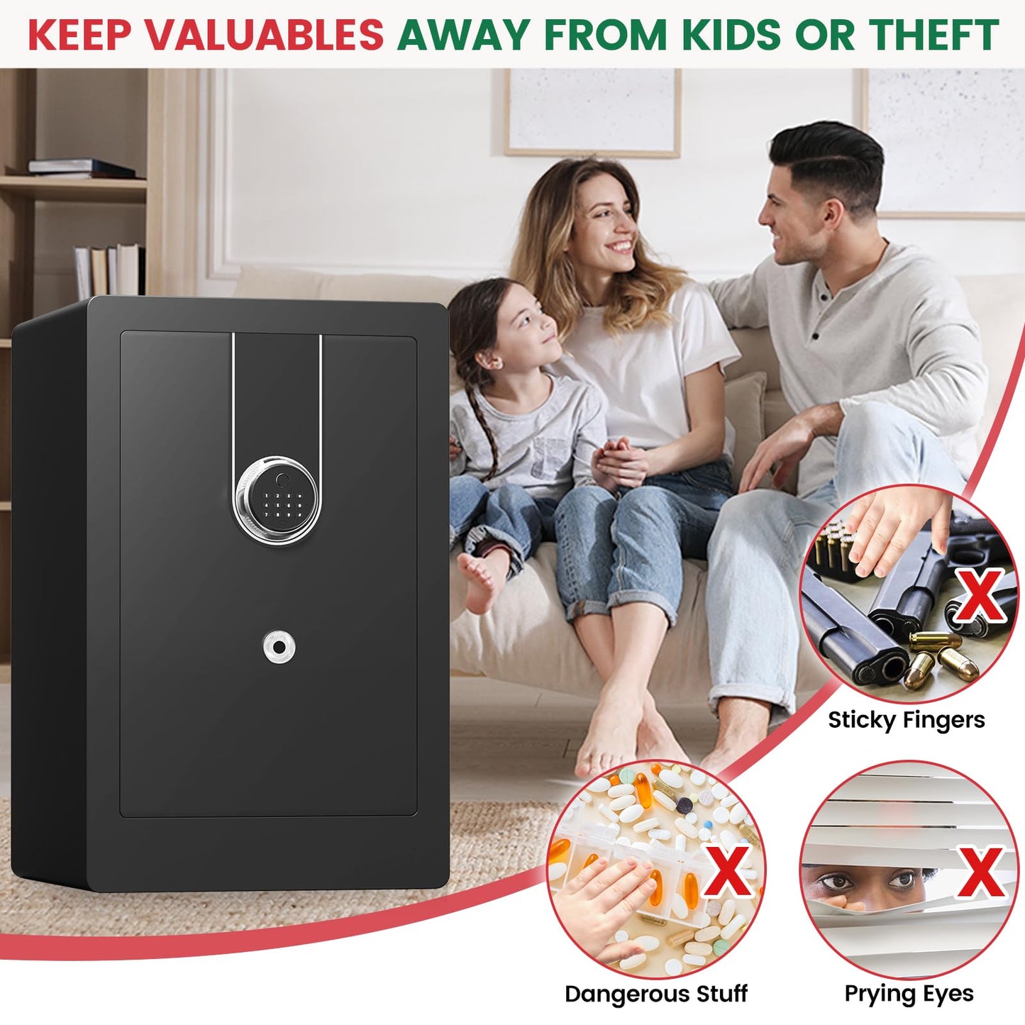 5.5 Cuft Biometric Fireproof Safe For Home, Heavy Duty Safe Box Fireproof Waterproof, Large Document Safety With Keypad and Dual alarms, Digital Security Safety Box for Money Jewelry