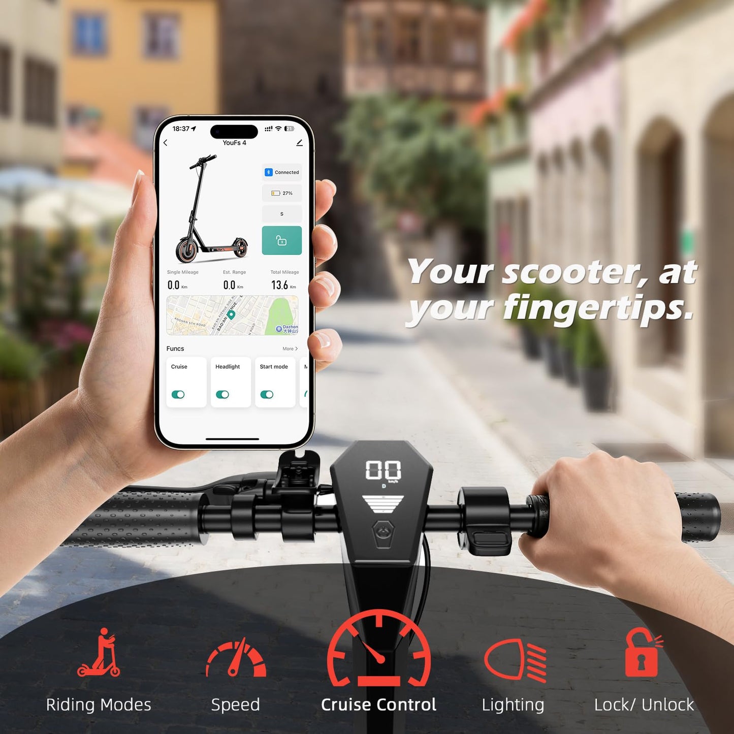 ApexSurge Electric Scooter for Adults, 10" Tires, 500W Powerful Motor and Max 21 Miles Long Range, Top Speed 25Mph, Dual Brake Stystem E Scooter, Lightweight and Foldable, APP Control, Max Load 265Lb