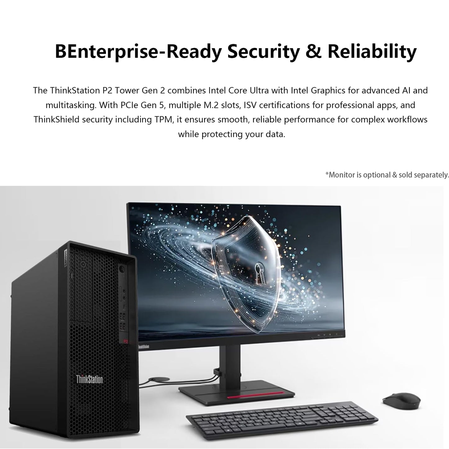 Lenovo ThinkStation P2 Tower Desktop AI PC, Intel Core Ultra 5 225, 32GB DDR5, 1TB SSD, Wi-Fi 7, Support 3-Display 4K, HDMI, DP, Optical Disc Drive, Windows 11 Pro, Business Workstation, w/Bundle