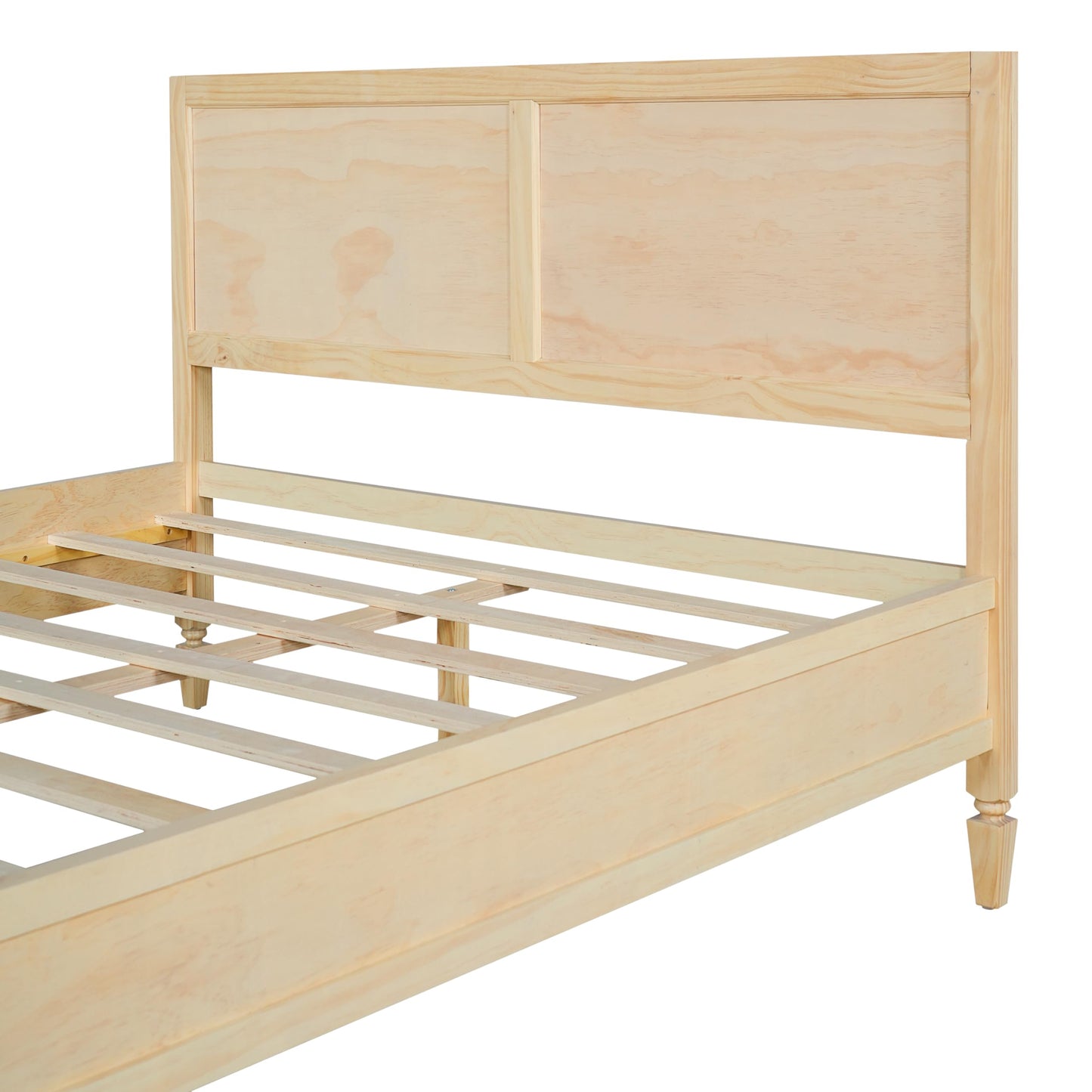 Merax Queen Size Wood Platform Bed, Rustic Farmhouse Bed Frame with Tall Panel Headboard, Wooden Slats Support, Under-Bed Storage Space, No Box Spring Needed, Easy Assembly, Natural
