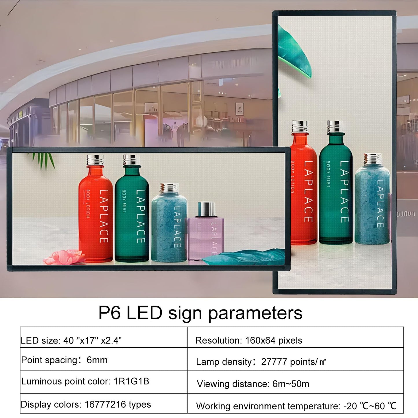 P6 Programmable Led Sign,Scrolling Full Color Digital Message Board 40"X17"