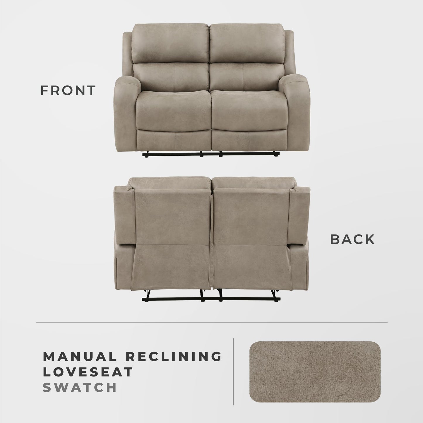 Lexicon Recliner Couch, Wall Hugger Sofa Recliners, Home Theater Seating Dual Reclining Couch, Manual Recliner Couches for Living Room, Bedroom, Office, Apartment, 61.5'' Loveseat Recliner, Brown