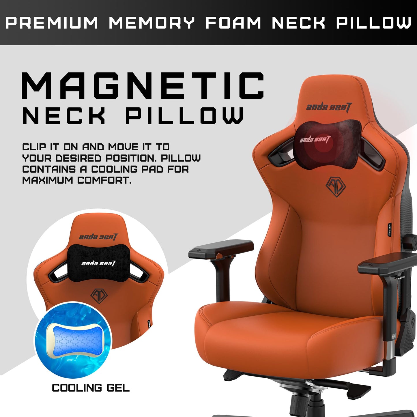 Anda Seat Kaiser 3 Large Gaming Chair for Adults - Ergonomic Orange PVC Leather Gaming Seat with Lumbar Support, Comfortable Office Chair with Neck Support - Heavy Duty Wide Computer Seat
