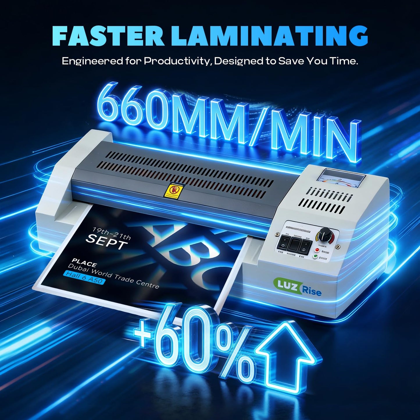 Luzrise 13-Inch Thermal Laminator Machine, 3-10 Mil, 4-Roller Professional Laminator, A3 Cold & Hot Laminating Machine & Foil Applicator with Temp Display MAX 320℉ for Office/School/Business (HD320)