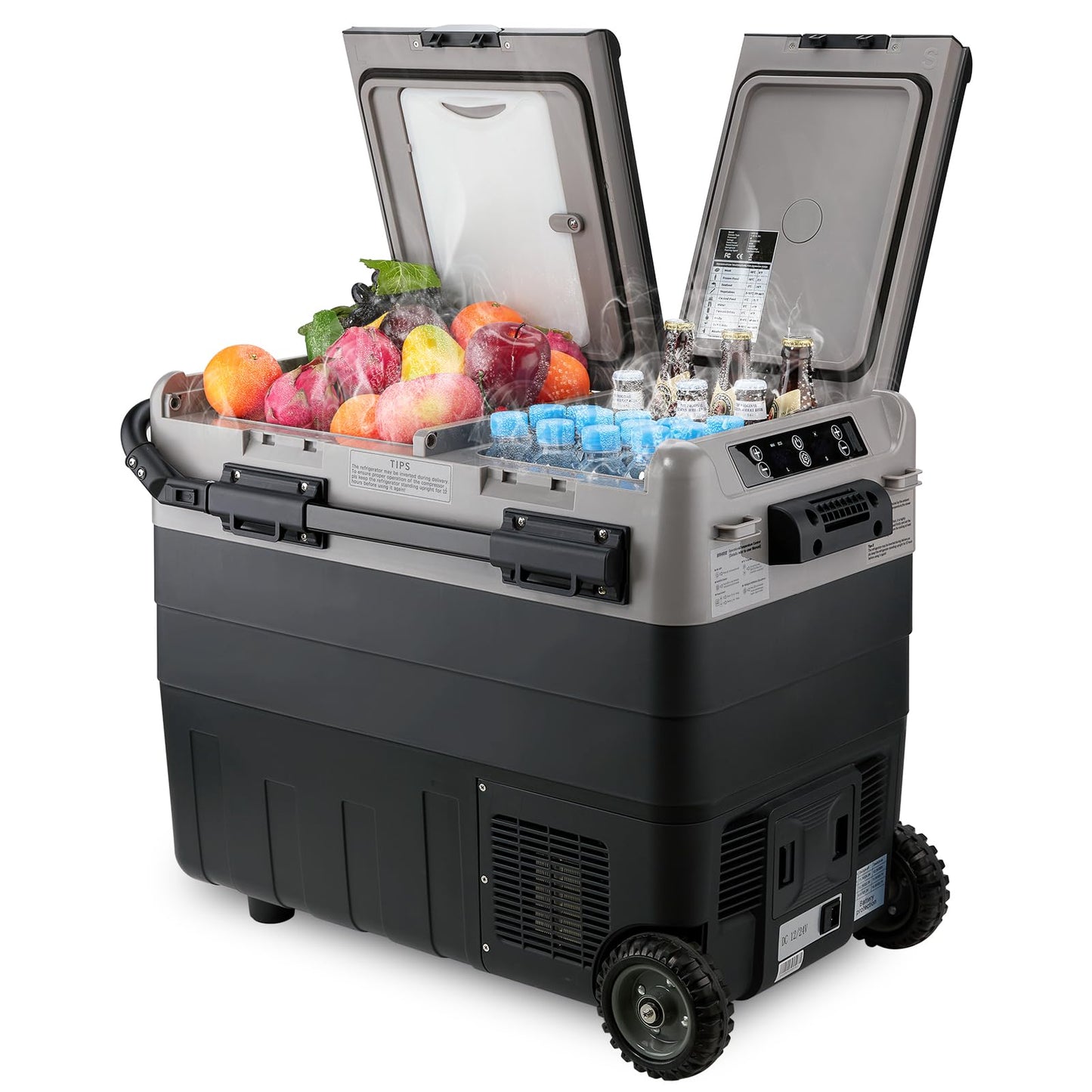 Kohree 12V Car Refrigerator, 53 Quart (50L) Portable Refrigerator, Dual Zone -4℉-68℉ Car Fridge Portable Freezer 12/24V DC and 100-240V AC for RV, Camping,Travel