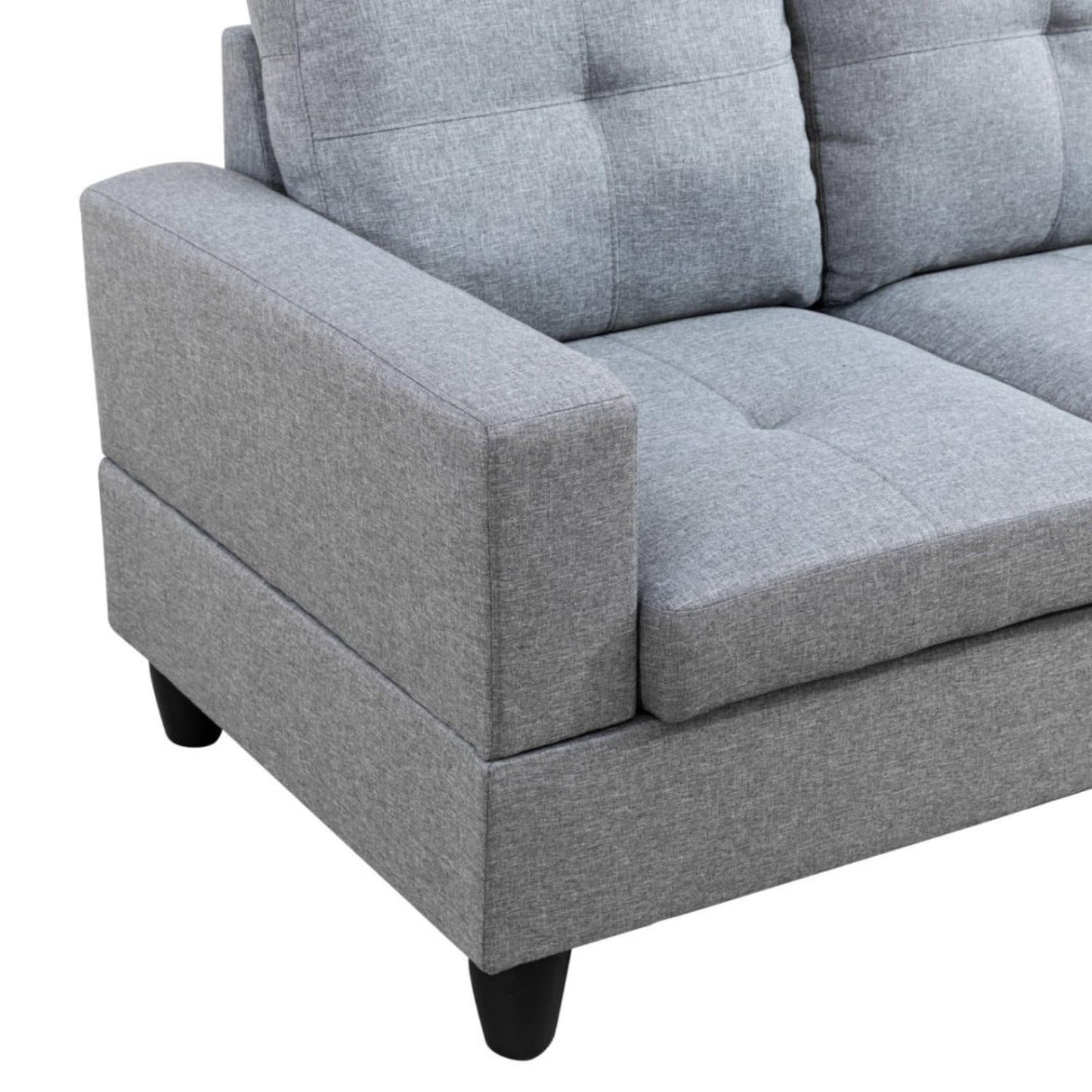 UOCFYK Sectional Sofa Couch with Right Chaise, Linenl L Shaped Couches for Living Room, Office, Apartments, Small Space, Grey